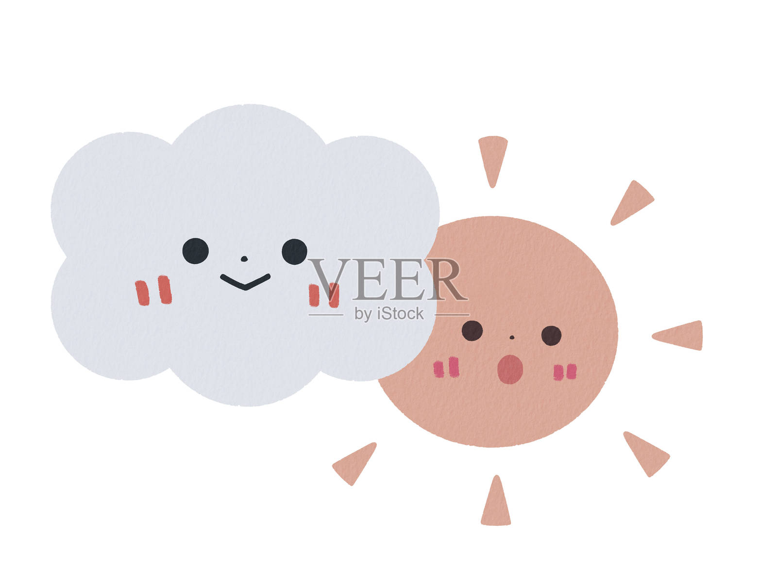 可爱的角色图标插图，阴云密布但阳光明媚插画图片素材