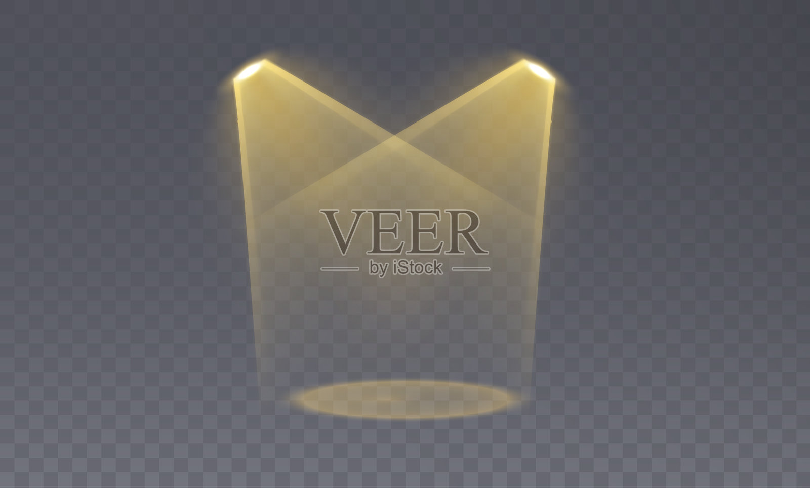 舞台上的明亮聚光灯发出光芒。为您的设计和插图提供的独立光效。光线的矢量集合包括光源、摄影棚灯光和墙壁。插画图片素材