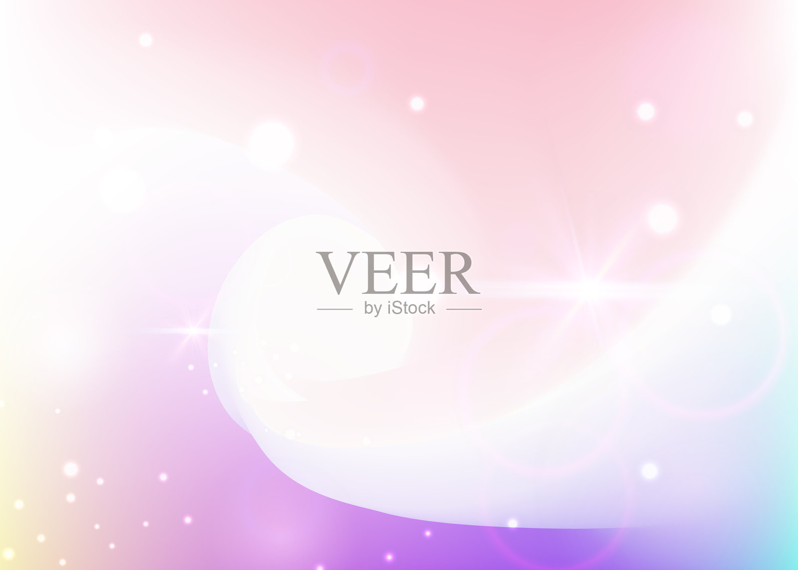 可爱邀请函。紫色女孩全息图。仙女图案。彩虹梦幻效果。粉色渐变。蓝色宇宙背景。独角兽纹理。梦幻可爱邀请函。插画图片素材