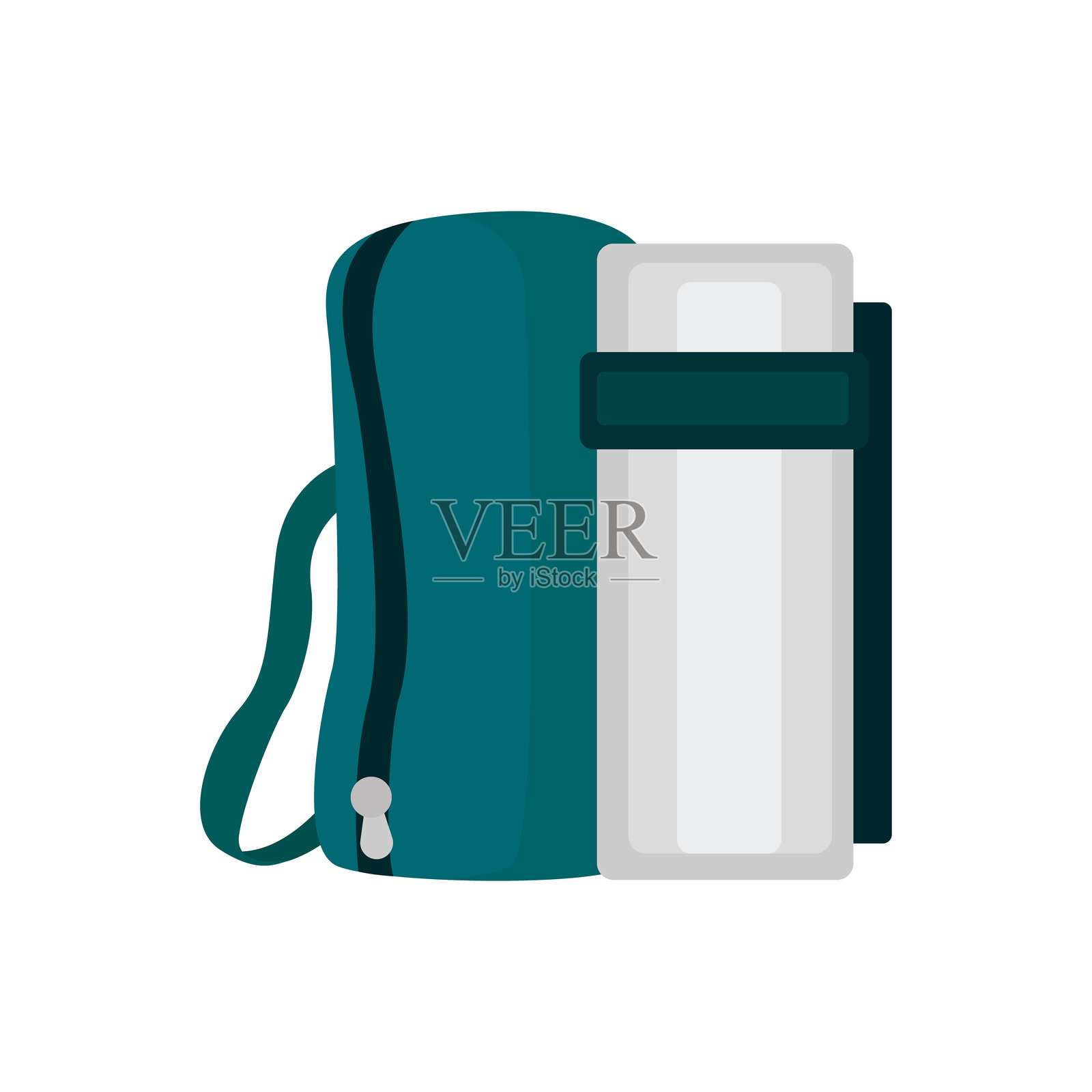 背包和露营垫准备好迎接户外冒险插画图片素材