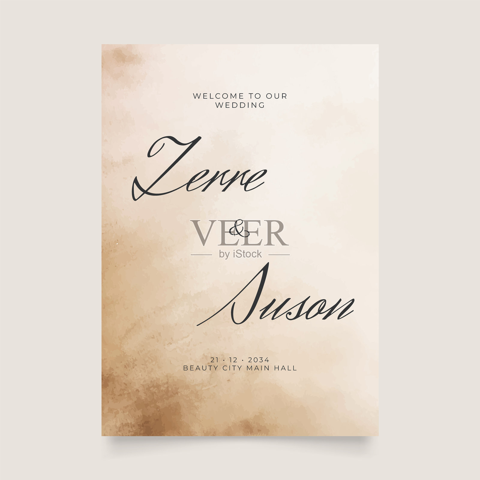 婚礼欢迎标志海报。可打印的婚礼道具矢量图。欢迎标志的传单设计，准备好打印的模板。插画图片素材