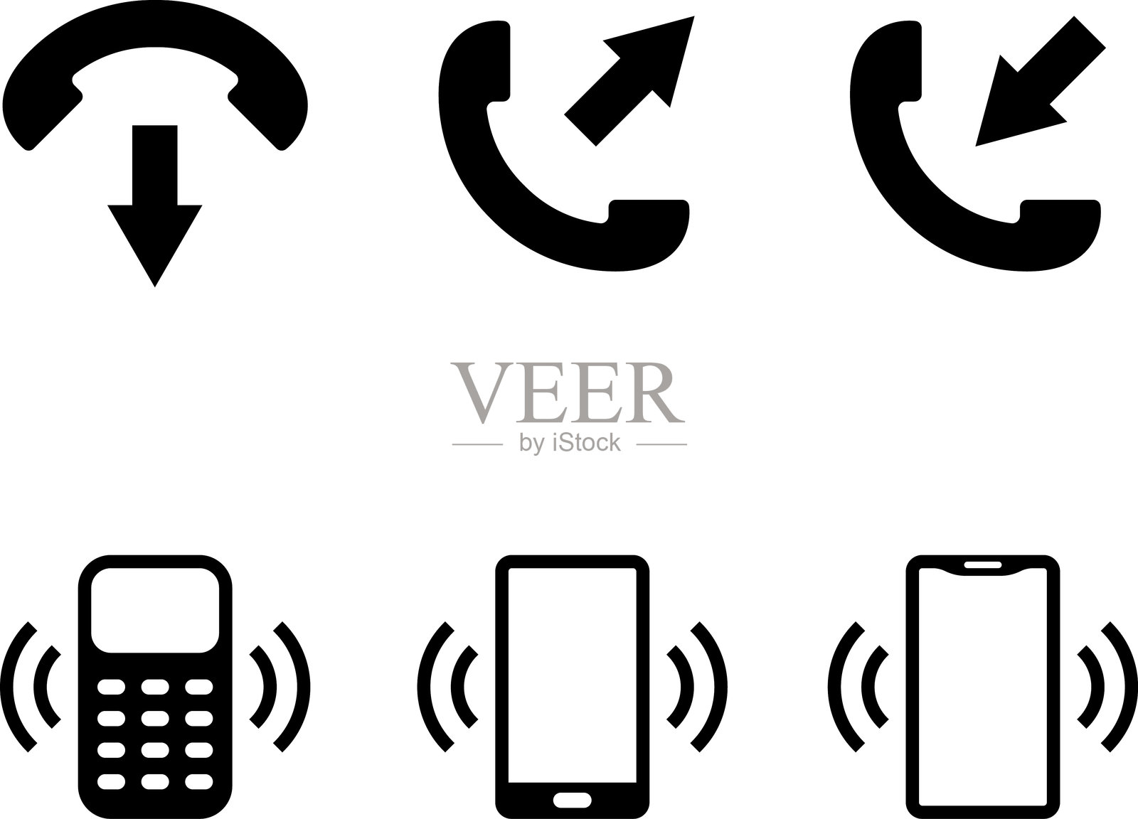 联系图标集。电话、聊天图标。电话呼叫符号。联系手机通话符号。手机图标。矢量插图。插画图片素材