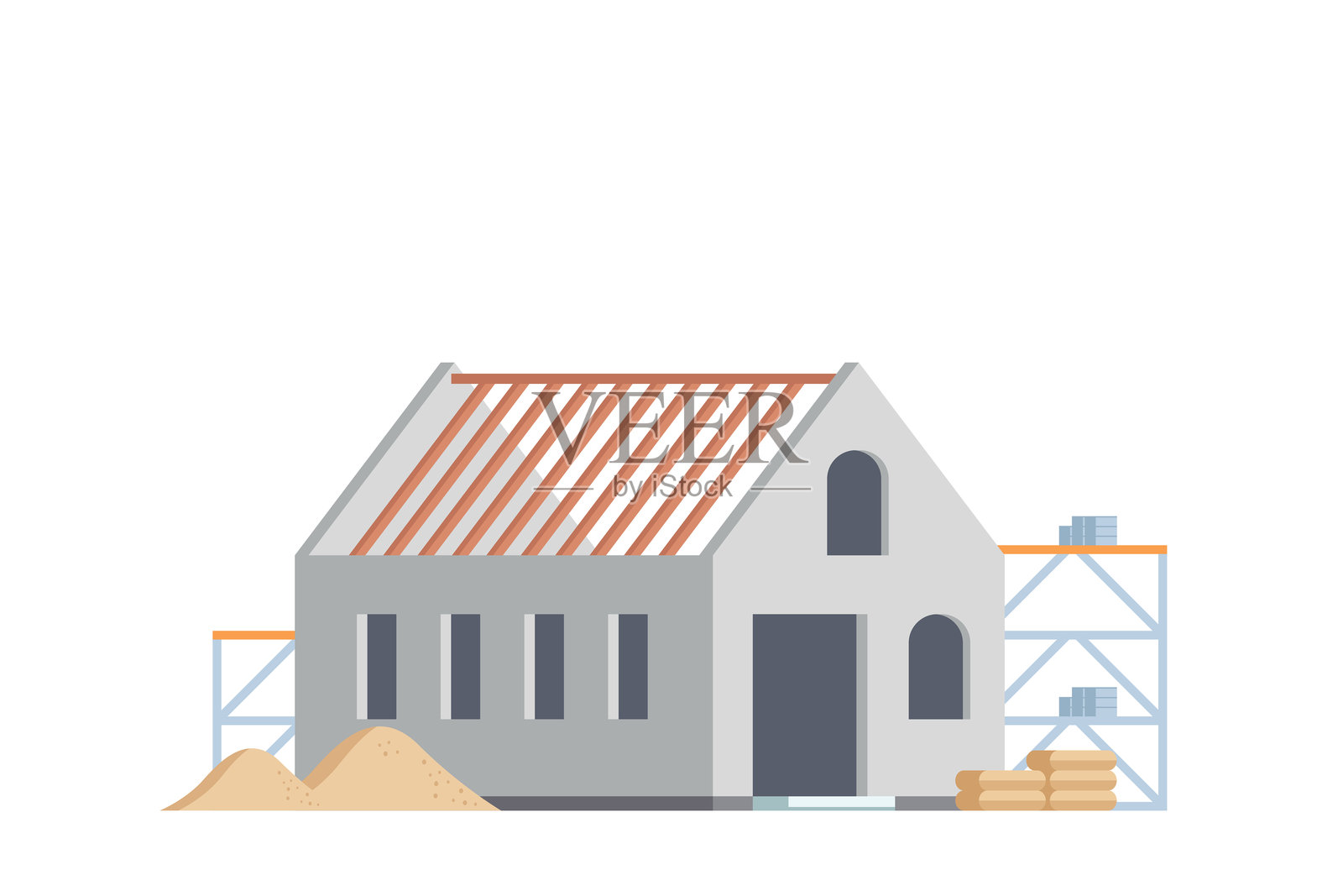 建筑工地建筑矢量插图插画图片素材