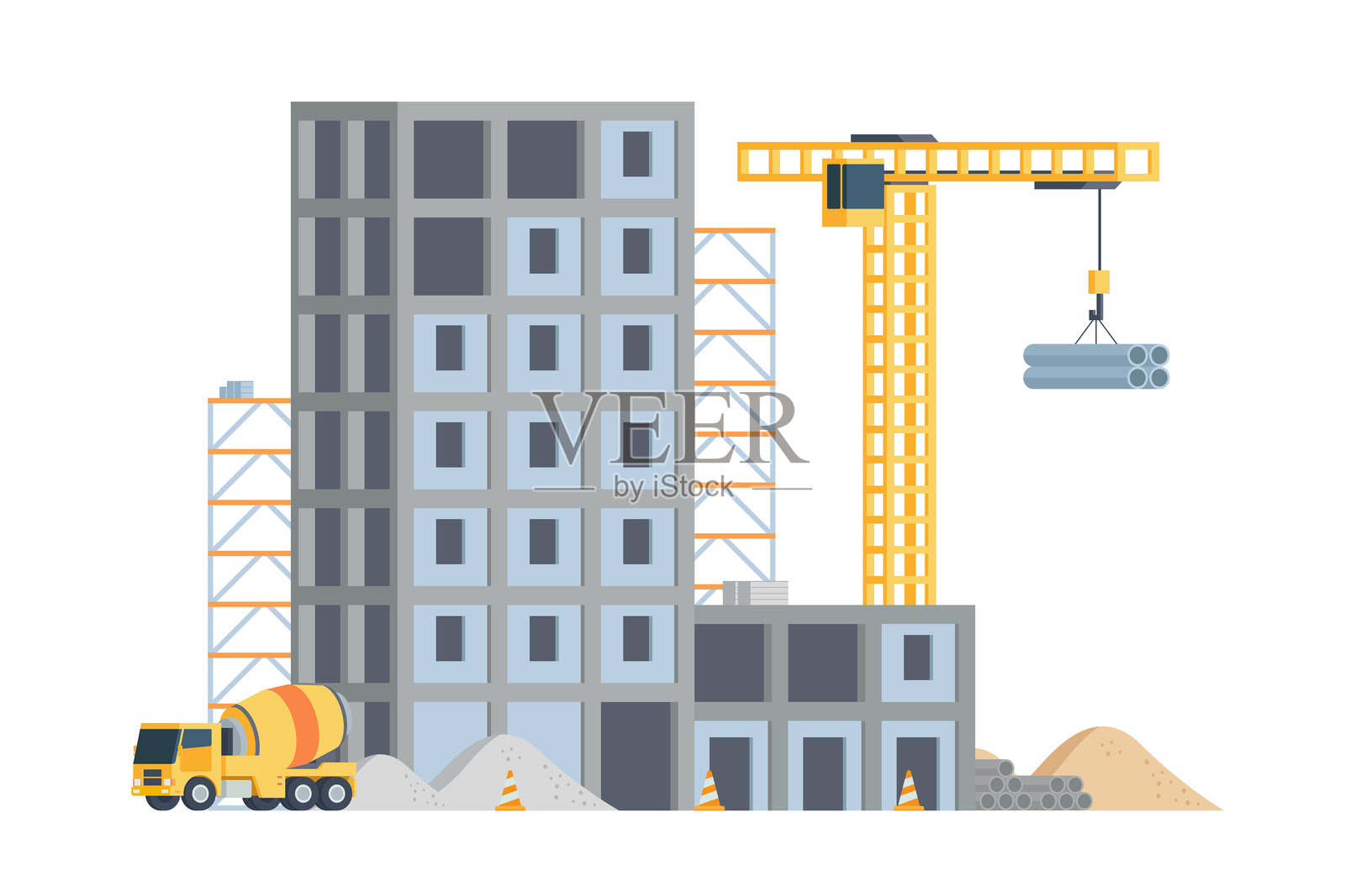 建筑工地建筑矢量插图插画图片素材