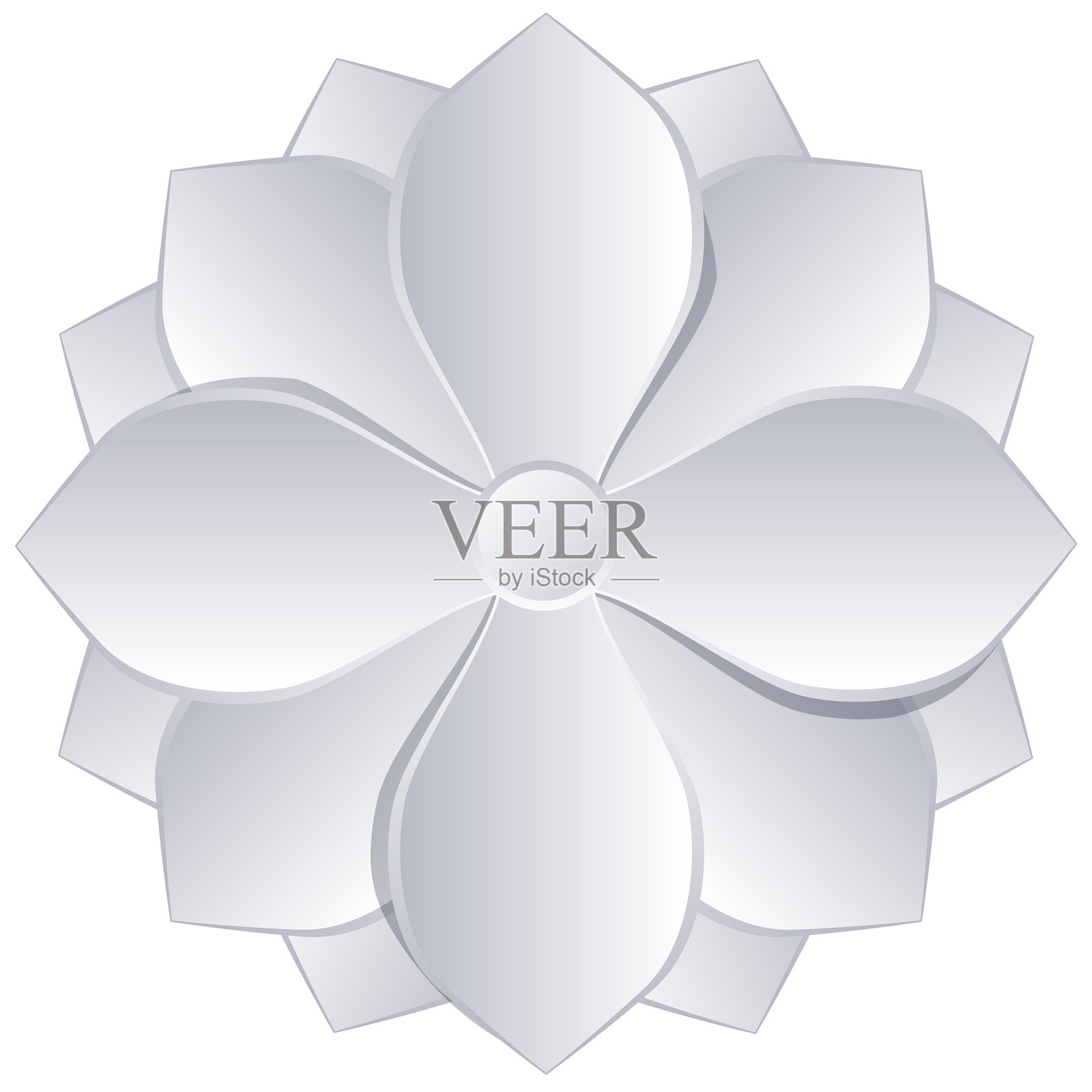 复杂的银色花朵，层叠的花瓣插画图片素材