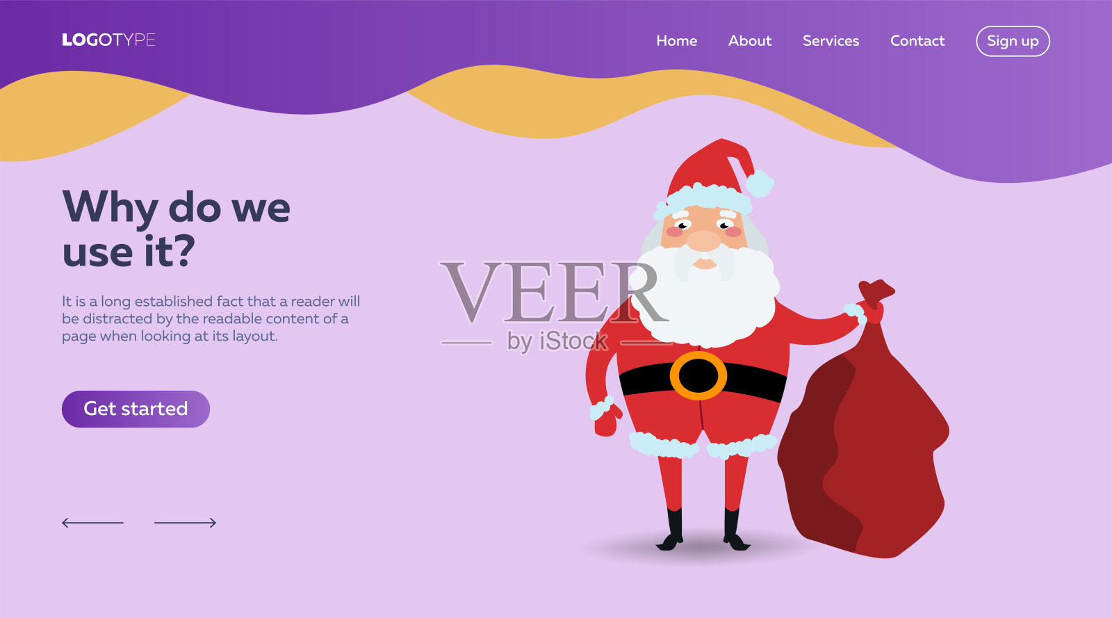 严肃的圣诞老人和礼物袋插图插画图片素材