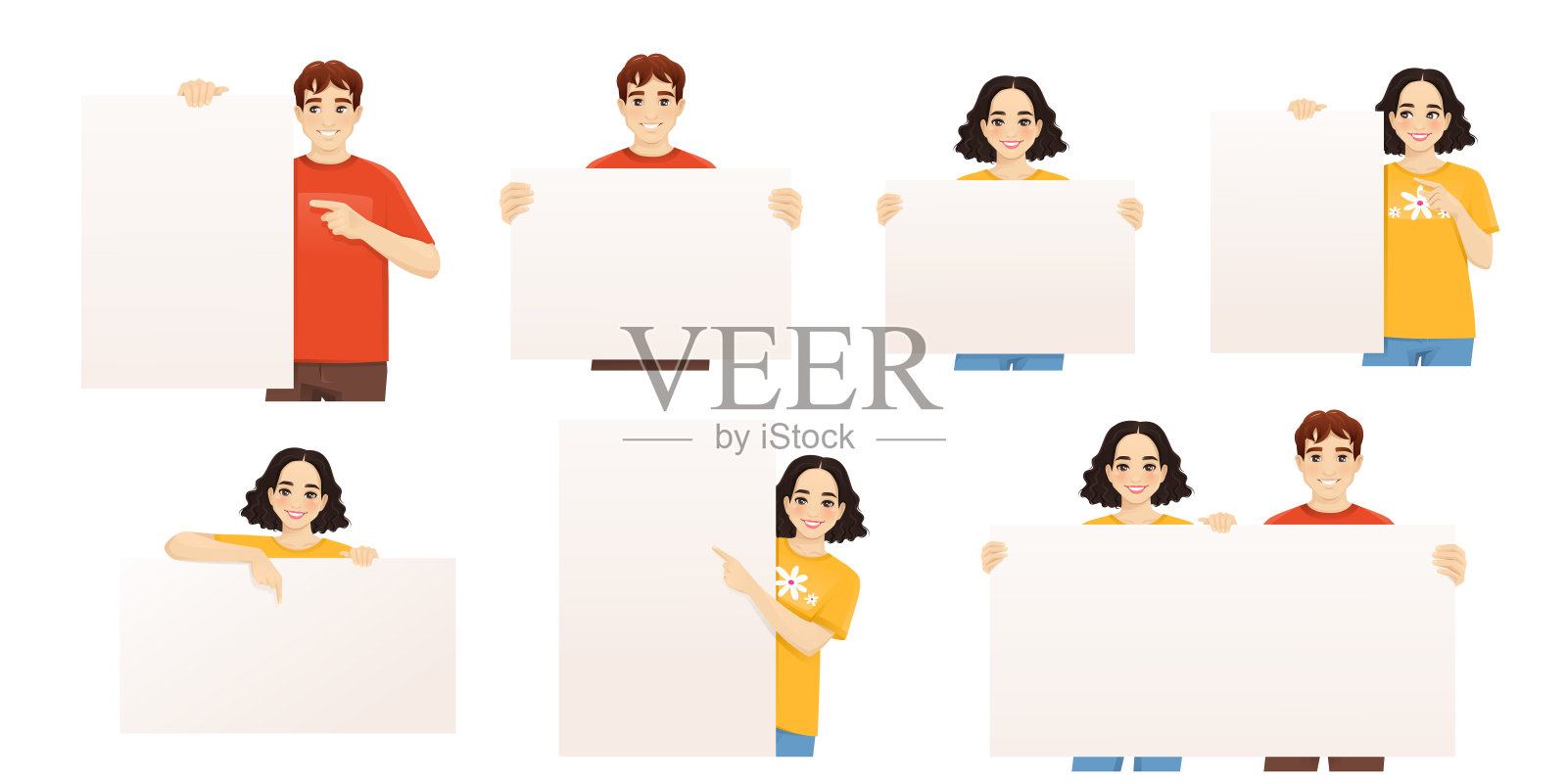 年轻男女与棋盘游戏插画图片素材