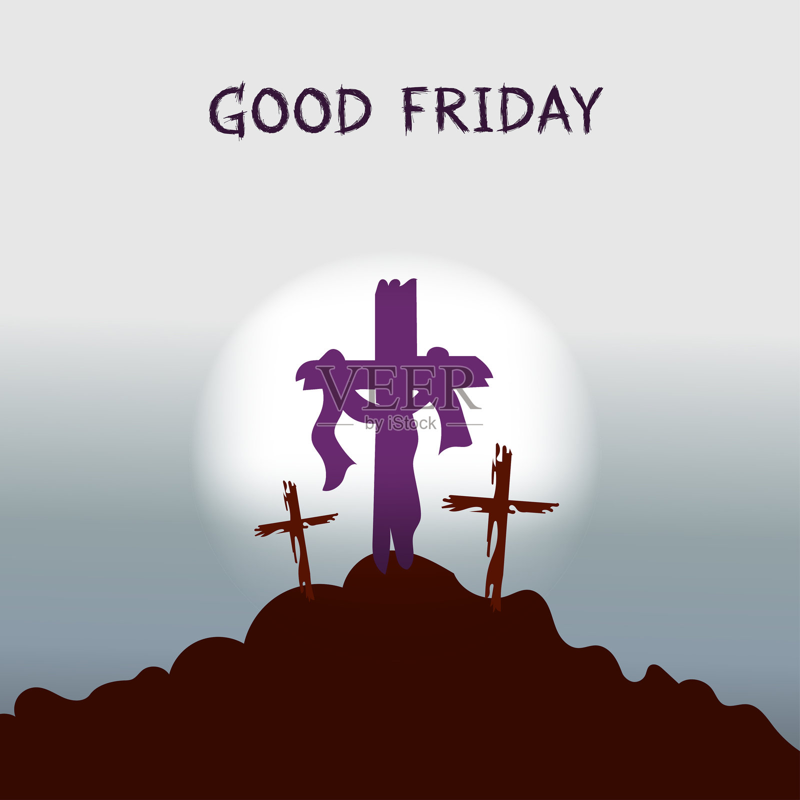 白色天空的耶稣受难日矢量艺术插图插画图片素材