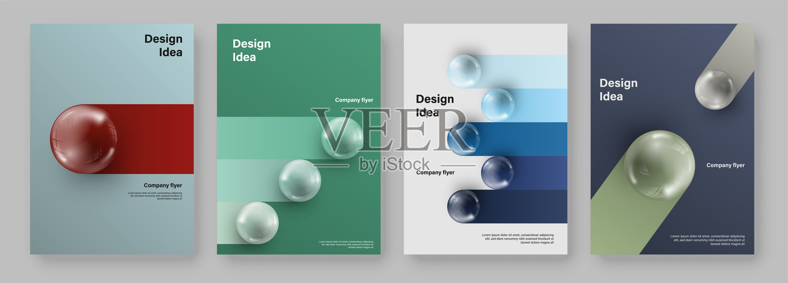 惊艳的A4宣传册封面套装。球体效果。插画图片素材