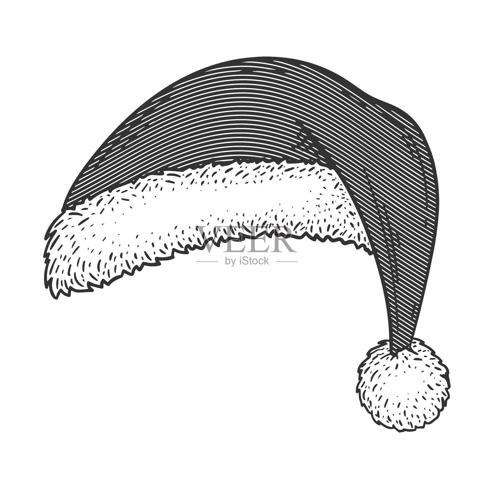复古风格的圣诞老人帽子。圣诞假期。新年快乐。矢量插图。插画图片素材