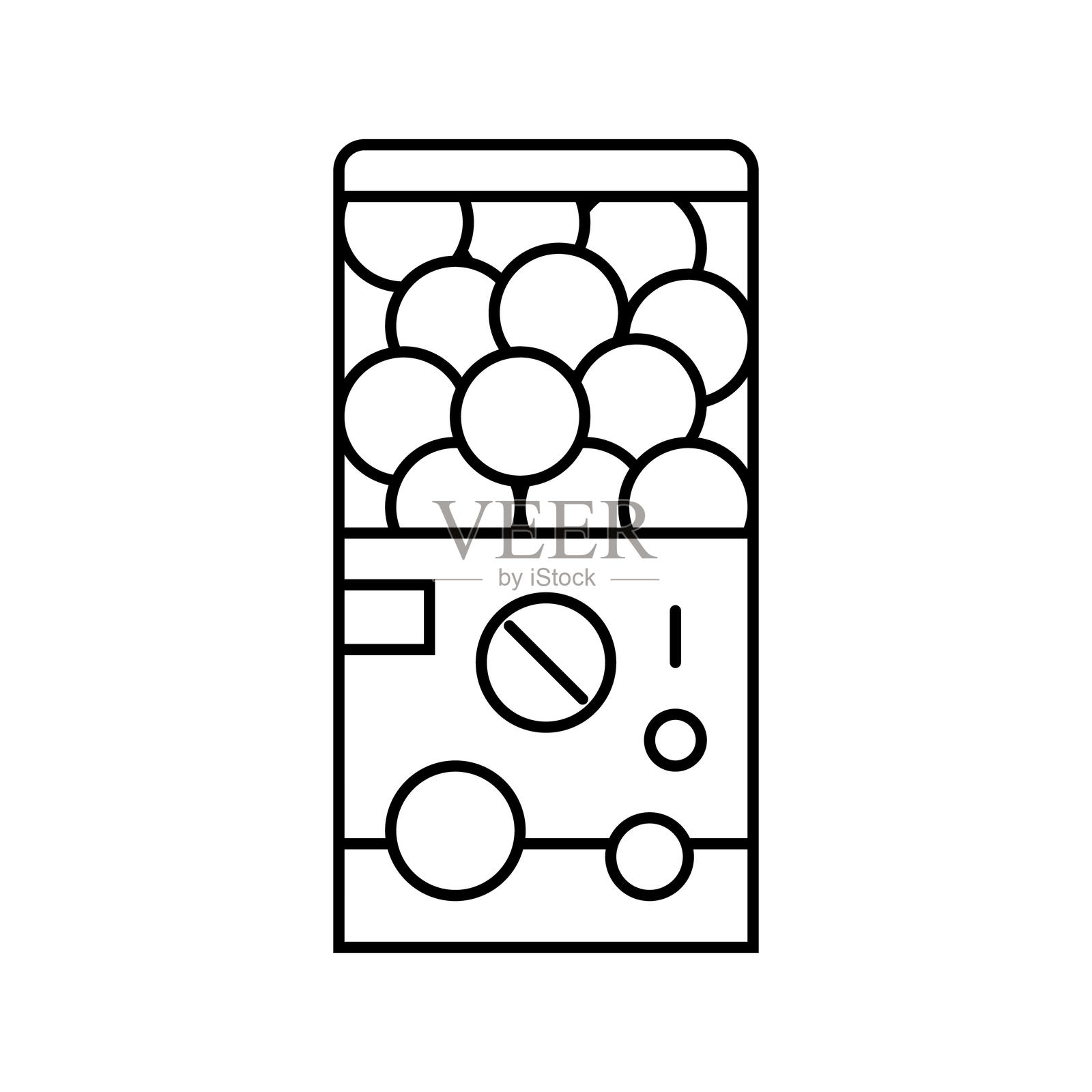 扭蛋爱好者线条图标矢量插图插画图片素材