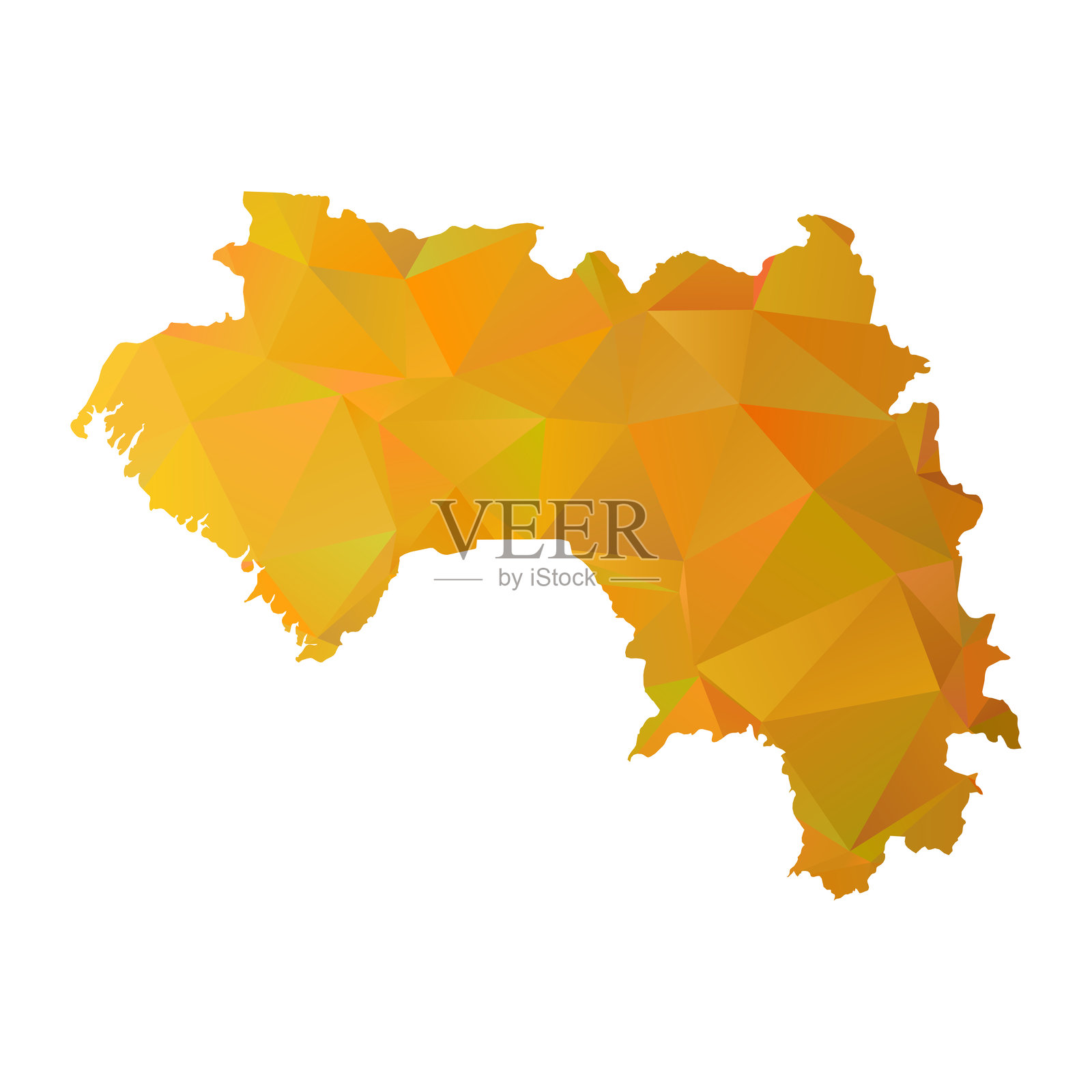 几何金色皱褶三角形的几内亚地图，适合您的多边形设计。插画图片素材