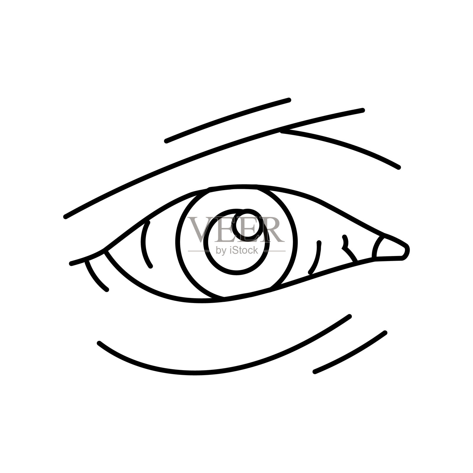 眼部受伤 家庭事故 线条图标 矢量插图插画图片素材