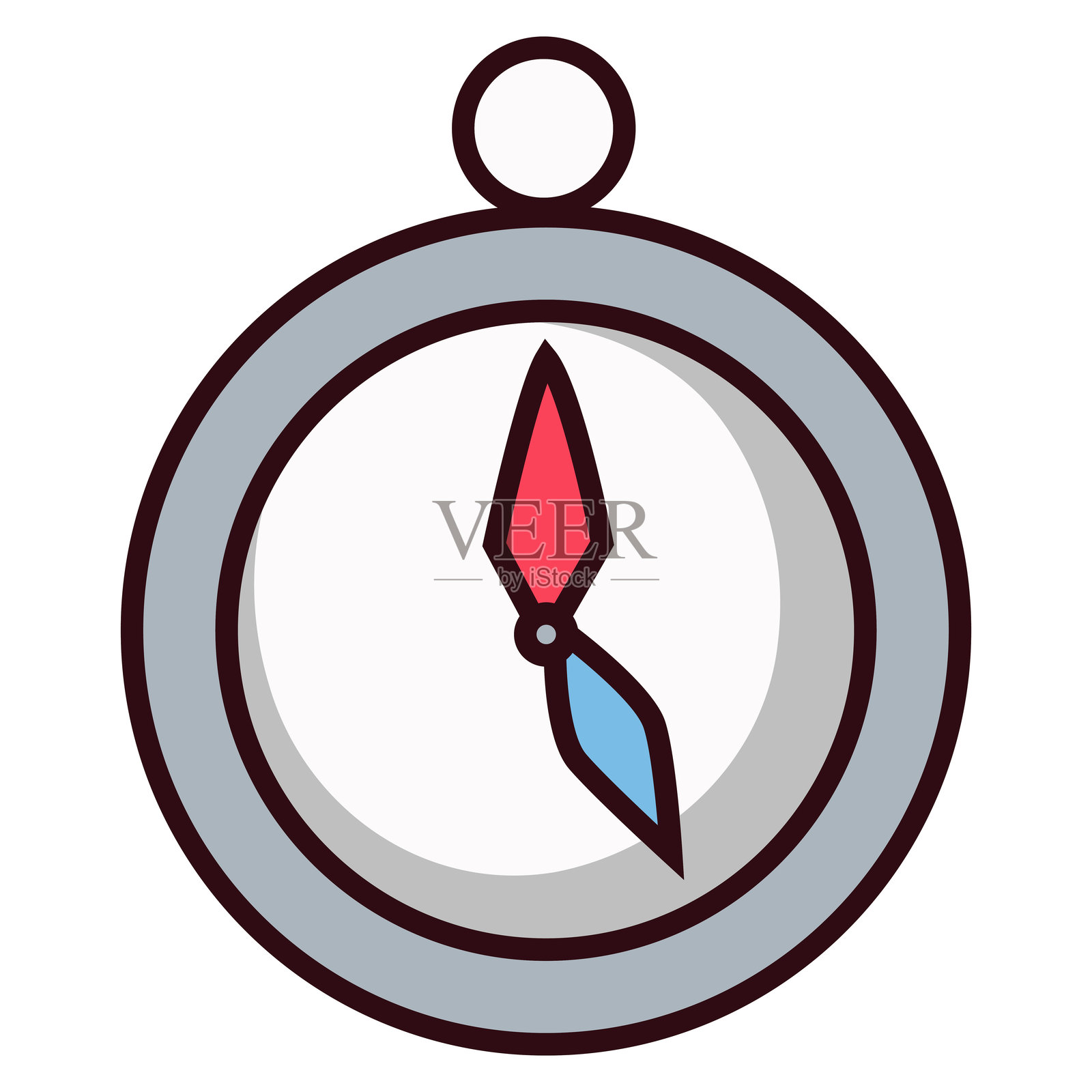 白色背景上的银色指南针插画图片素材