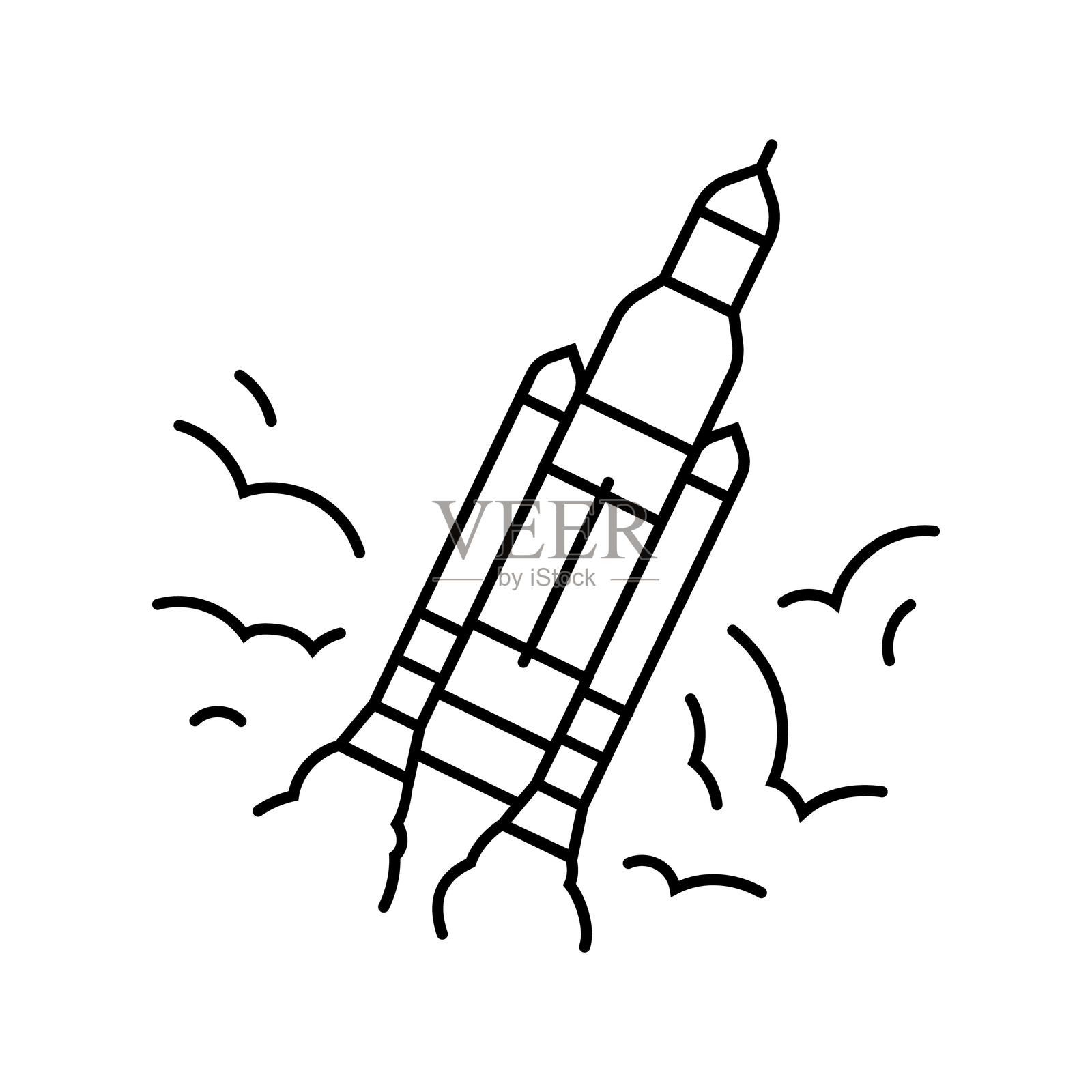 火箭飞船进度线图标矢量插图插画图片素材