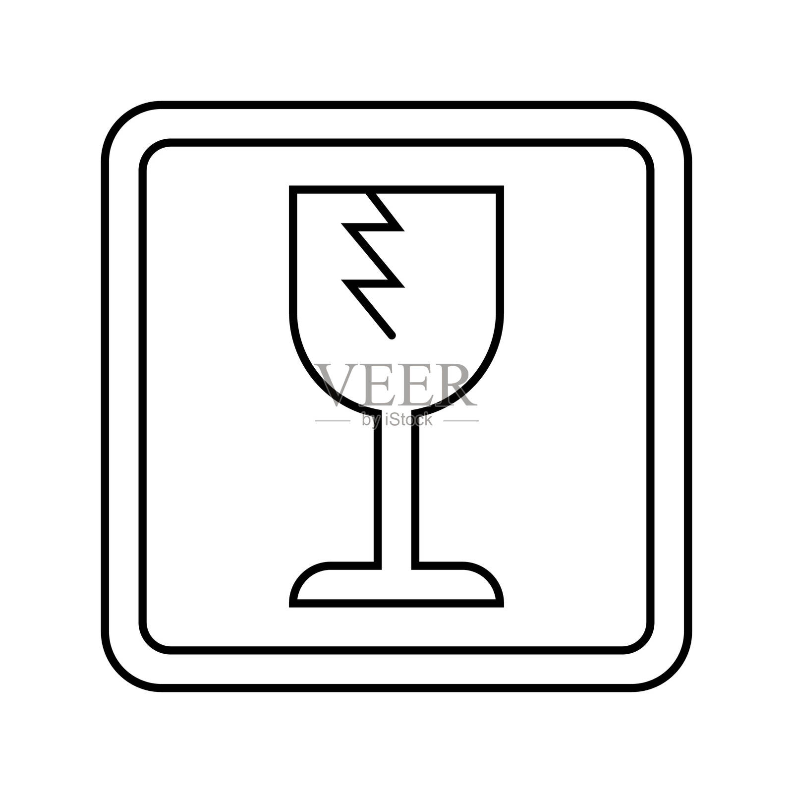 易碎产品标签警告线条图标插图插画图片素材