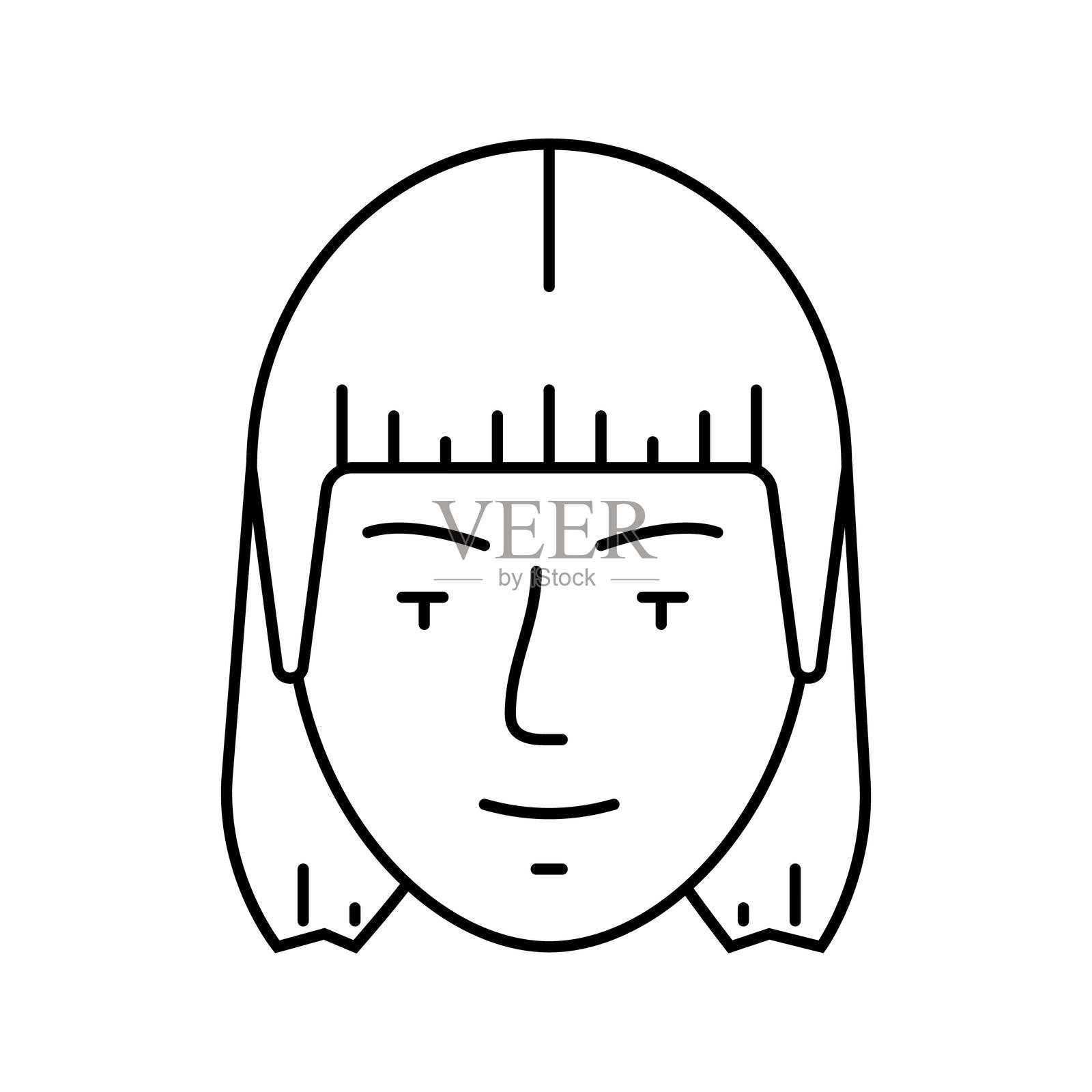 苍白妆容哥特亚文化线条图标插图插画图片素材