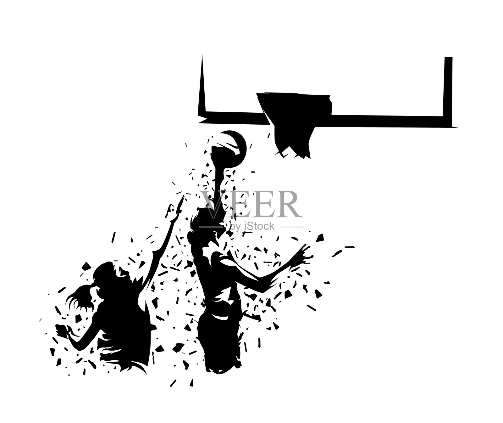 篮球女性，孤立的矢量轮廓；团队运动插画图片素材