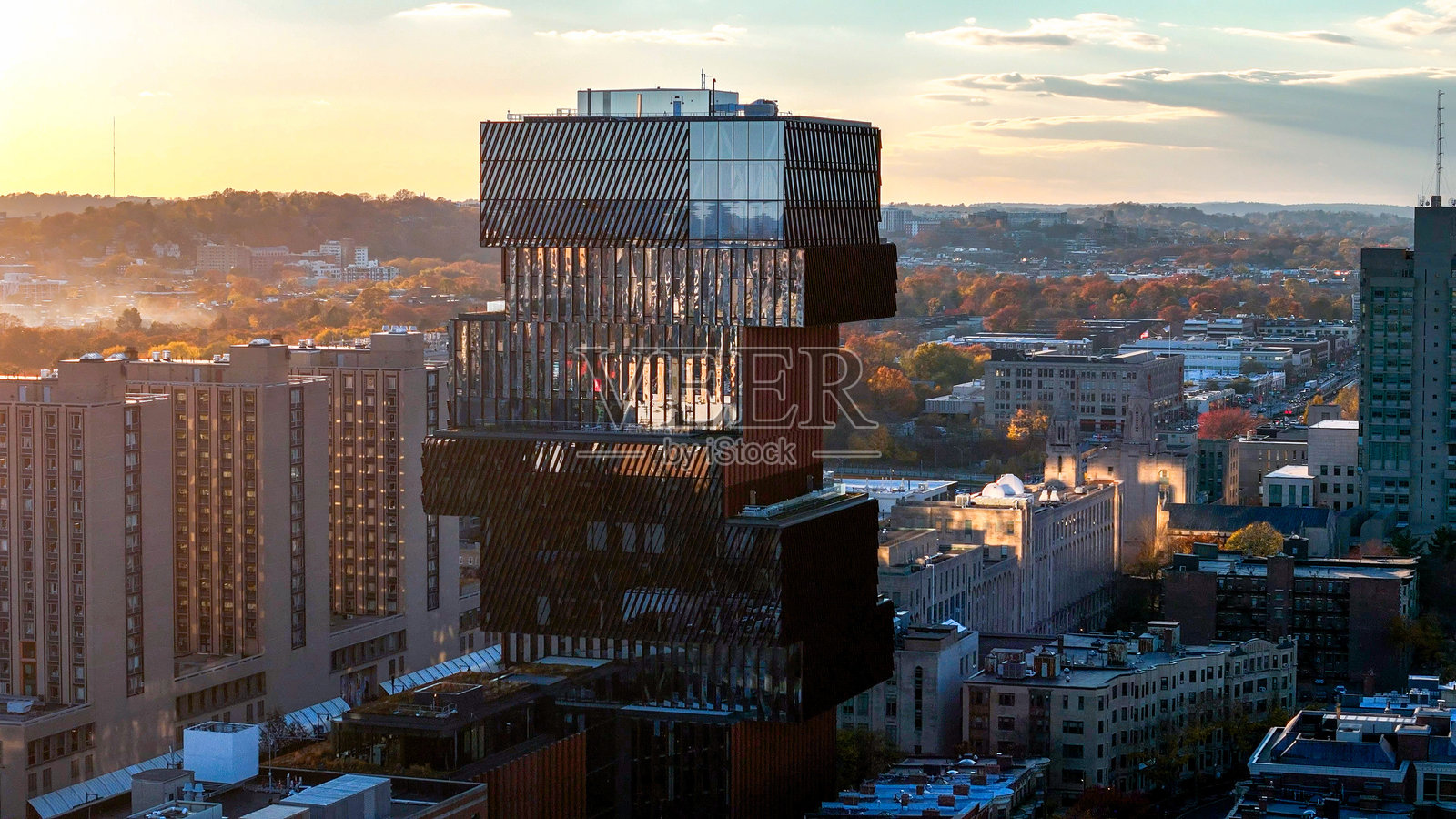 波士顿大学计算与数据科学中心的鸟瞰图照片摄影图片