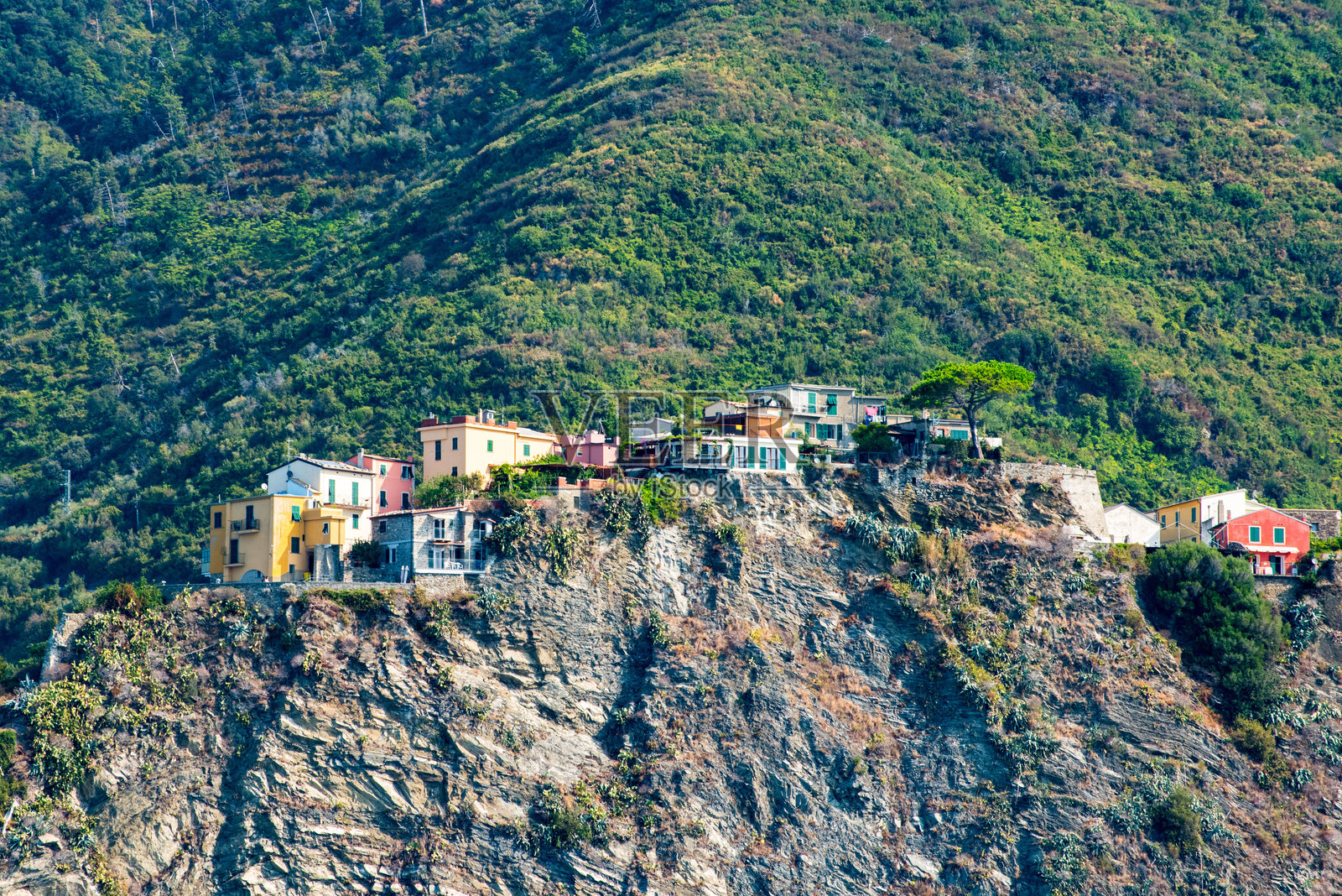 小镇房屋的高角度视图照片摄影图片