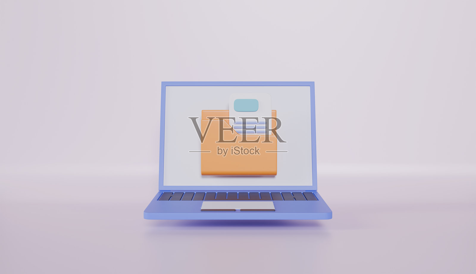 文件夹图标与笔记本电脑上的文件文档，文件纸张图标，带有文档的文件夹，文件管理概念照片摄影图片