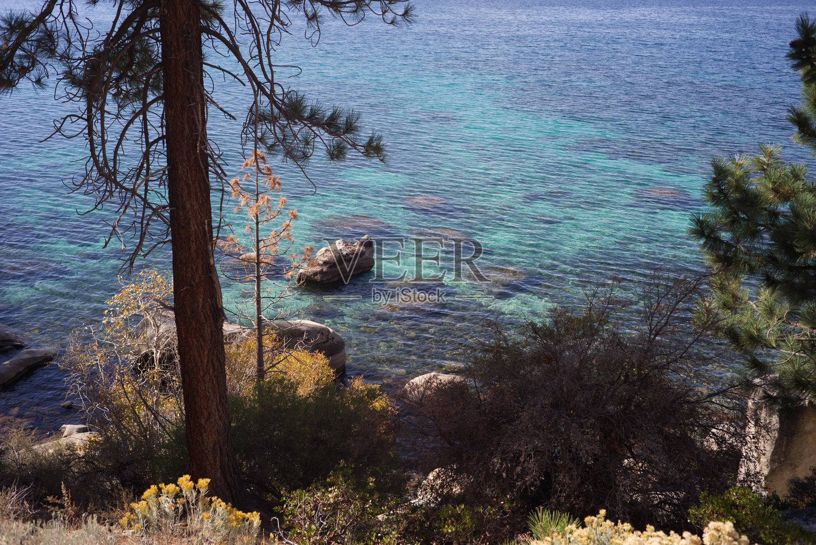 内华达州塔霍湖的浅水区照片摄影图片
