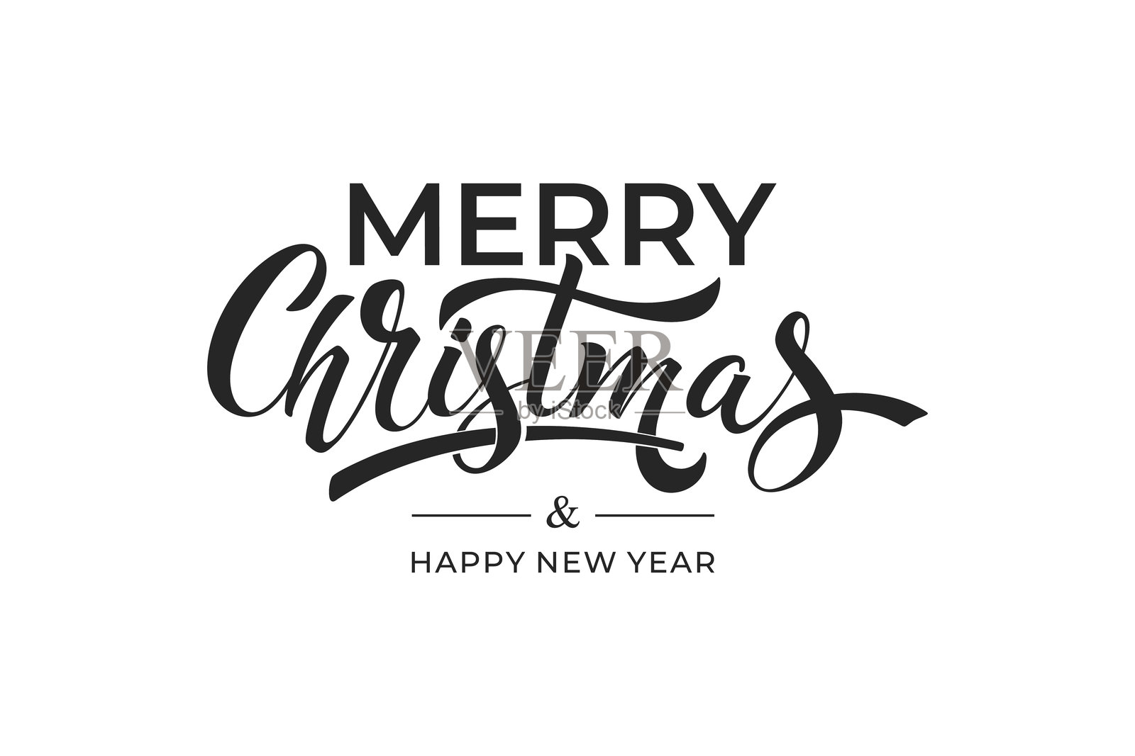 圣诞快乐和新年快乐的手写书法。矢量节日插图元素。祝贺的排版元素。插画图片素材