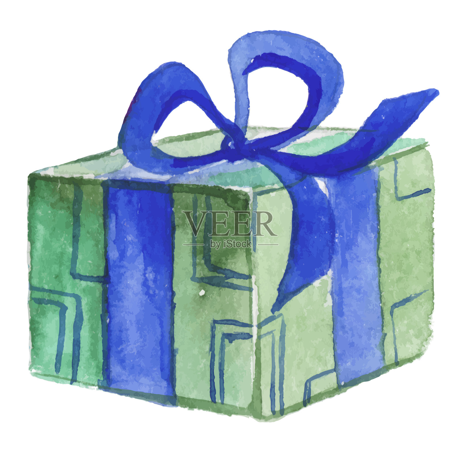 水彩手绘的礼品盒。独立于白色背景的节日设计元素。插画图片素材