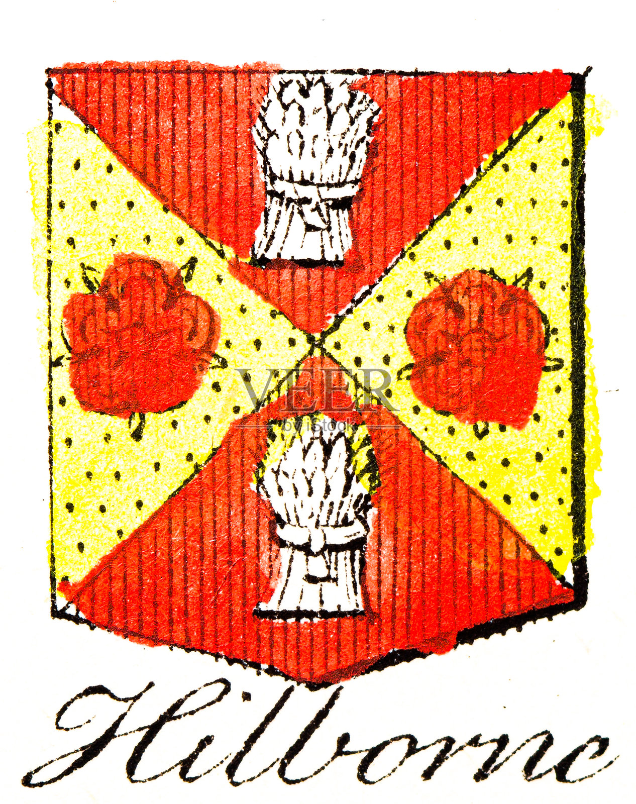 纹章学，徽章元素和家族：希尔伯恩插画图片素材