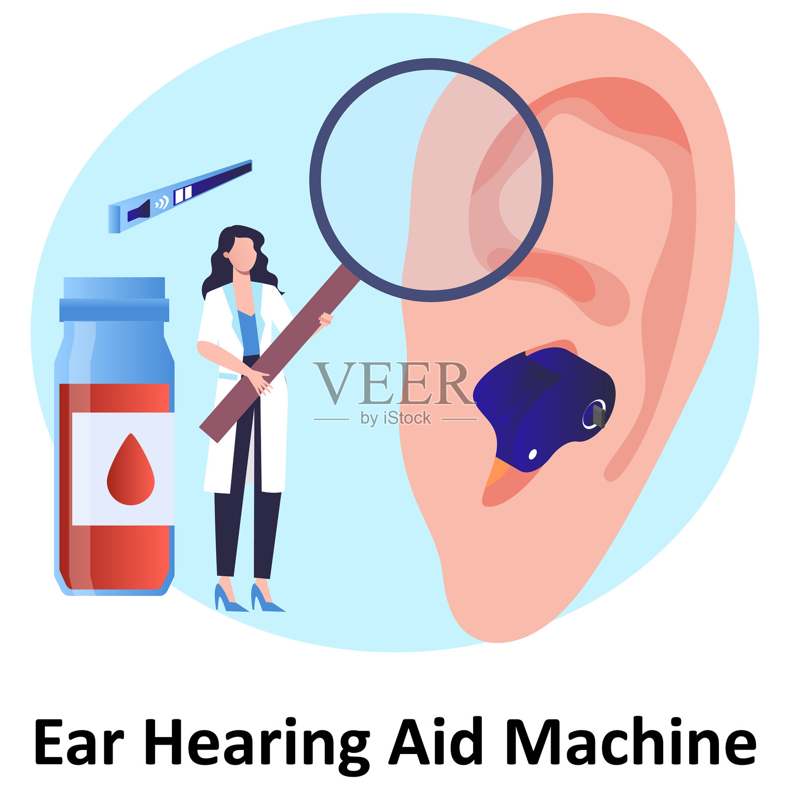 耳朵助听器：可轻松修改或编辑的矢量插图插画图片素材