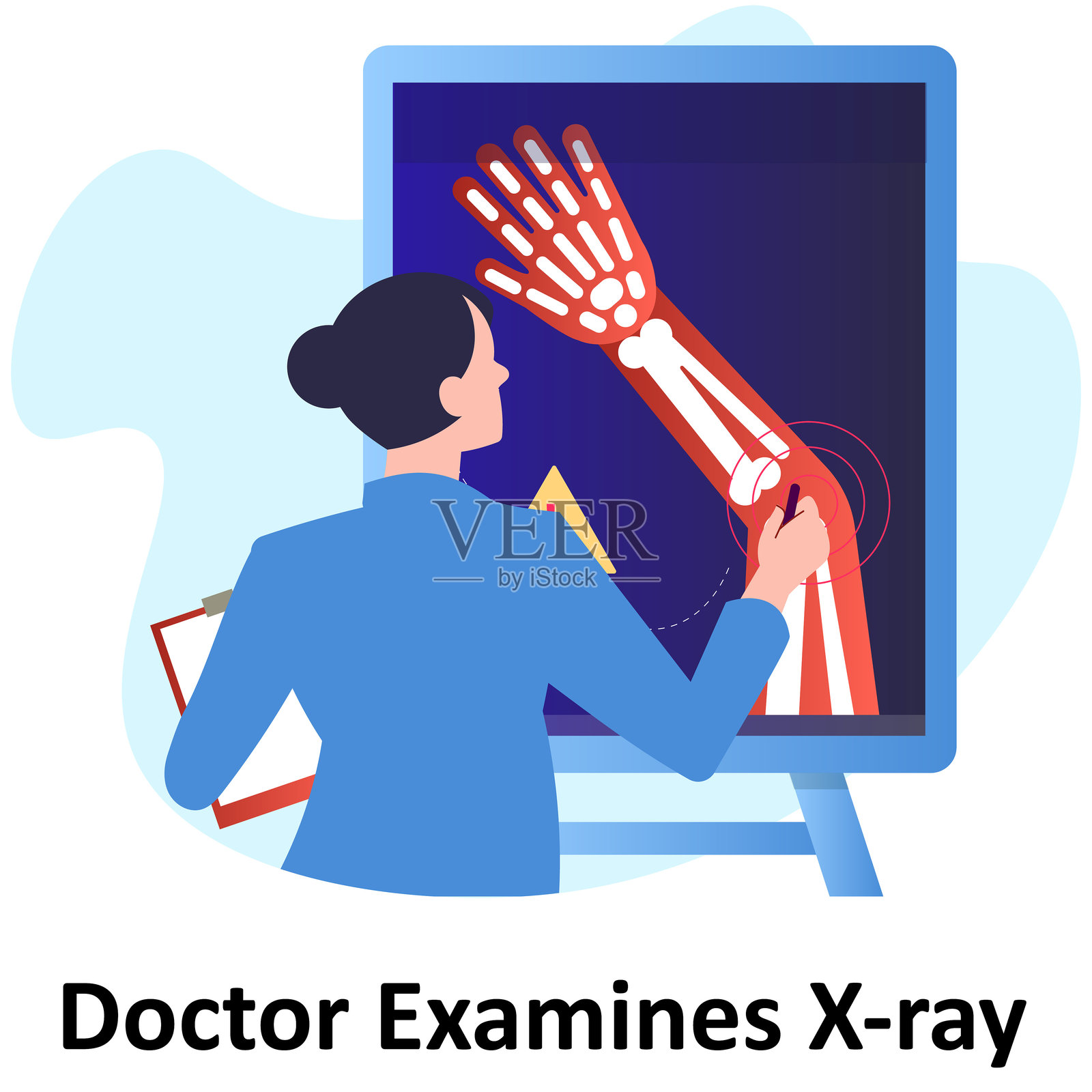 医生检查X光片：可轻松修改或编辑的矢量插图插画图片素材