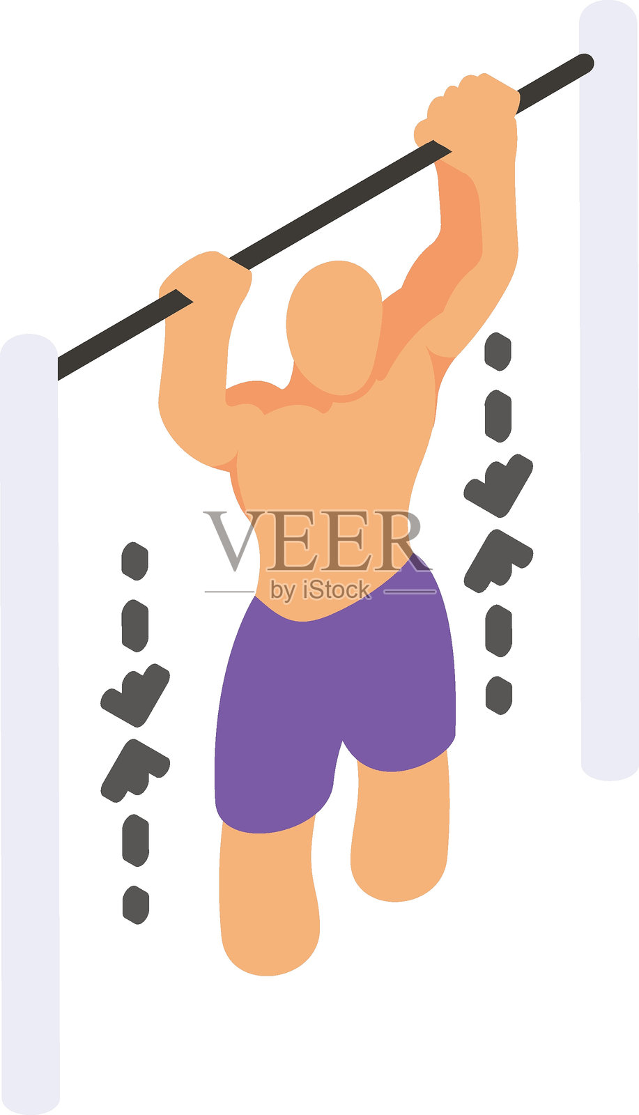 引体向上杆或力量塔等距概念，横梁安装或独立式矢量图标设计，健身健康符号，锻炼举重标志，个人训练设备库存插图插画图片素材