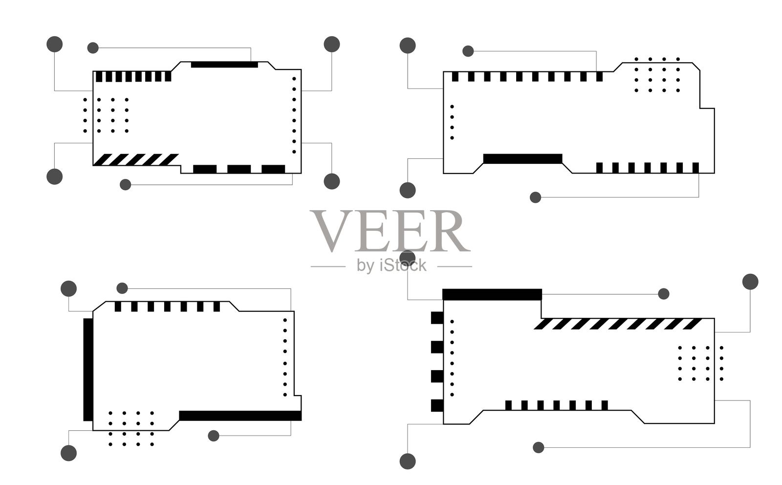现代科幻技术框架线条艺术套装插画图片素材