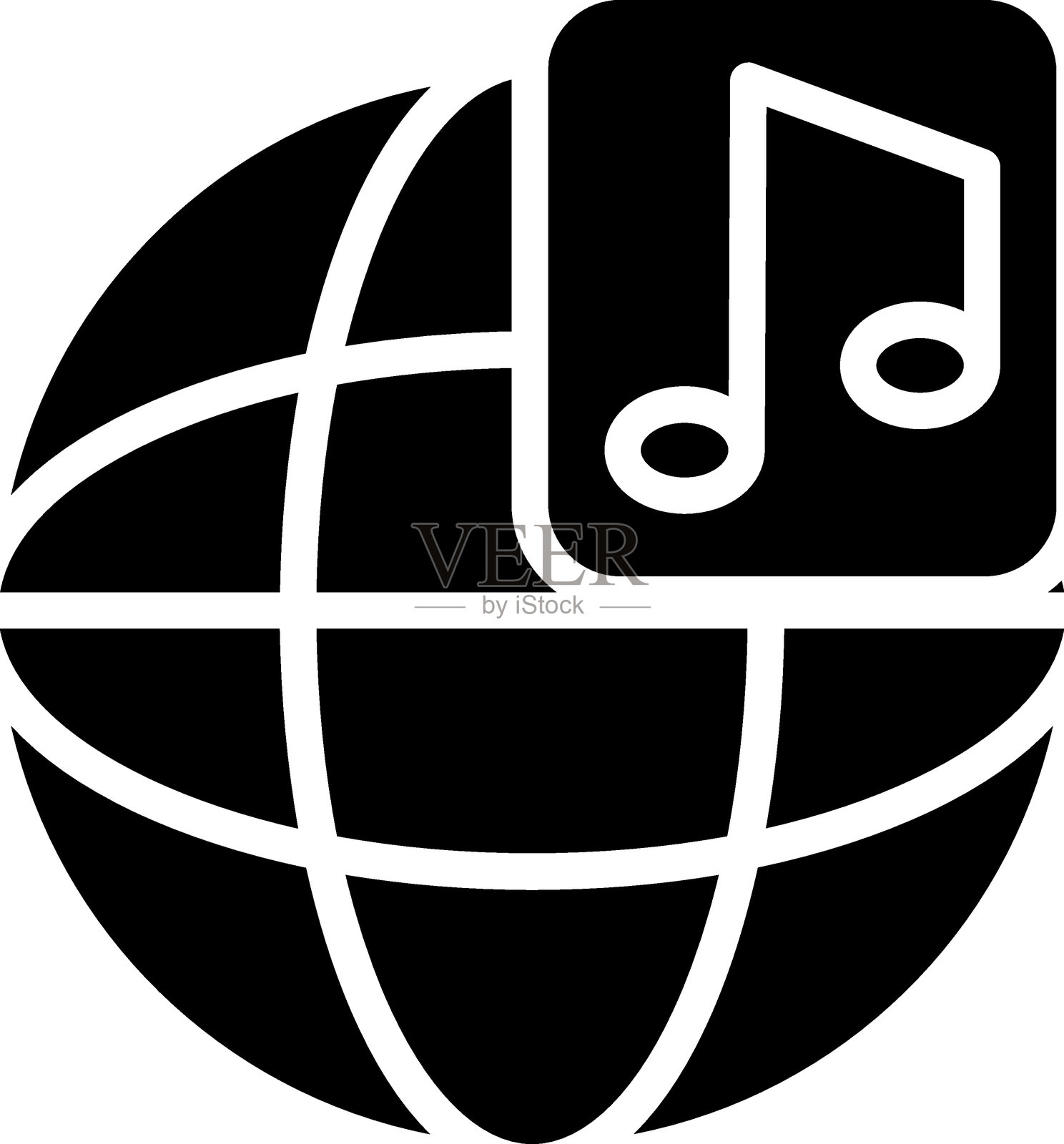 音乐地球图标风格插画图片素材