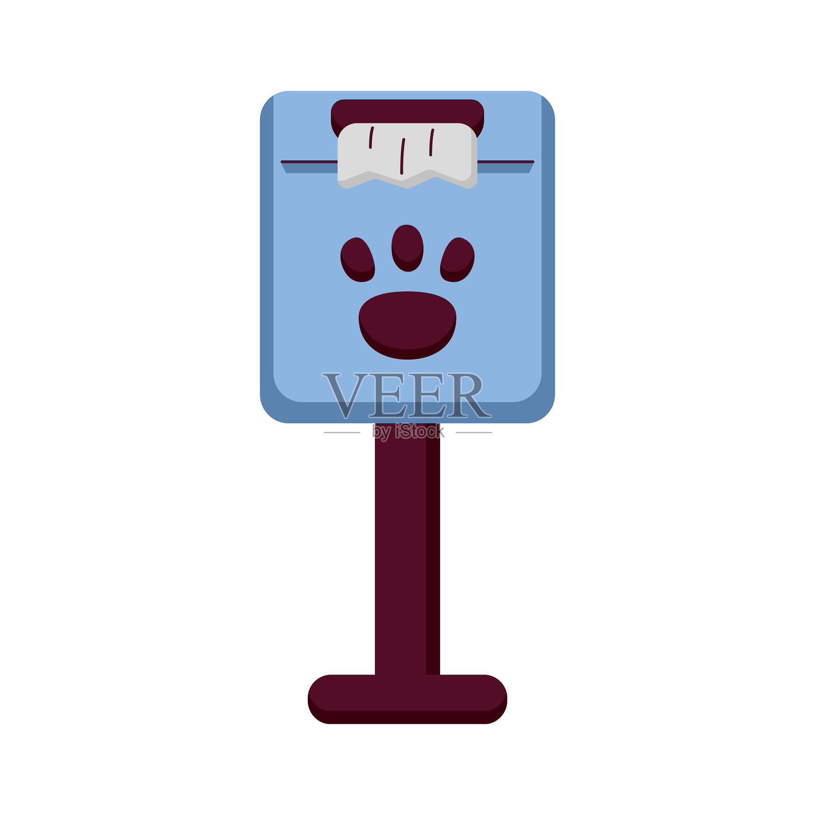 宠物粪便清理站。请清理狗狗的排泄物。配有一次性袋的容器。分发器。插画图片素材