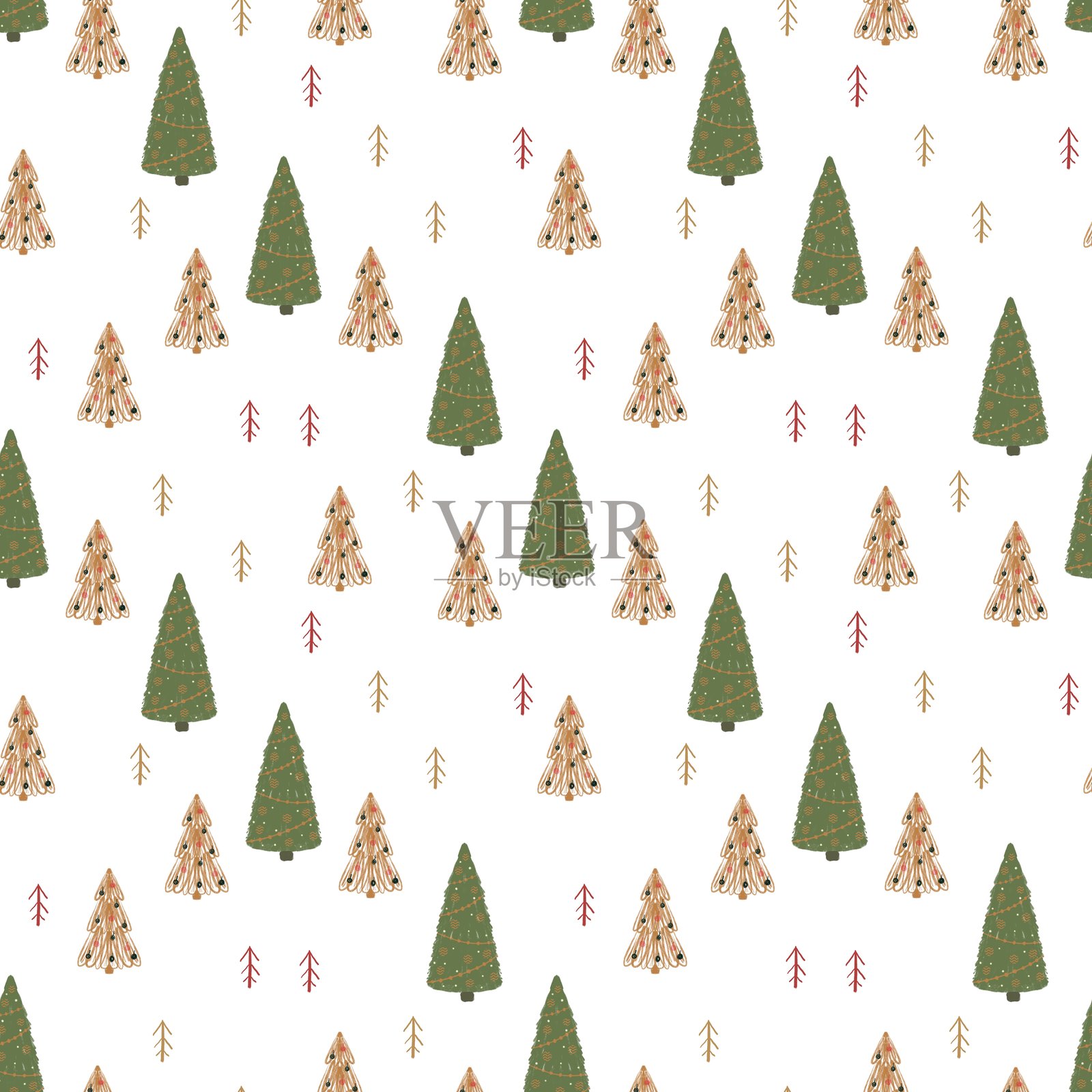 圣诞树图案。插画图片素材