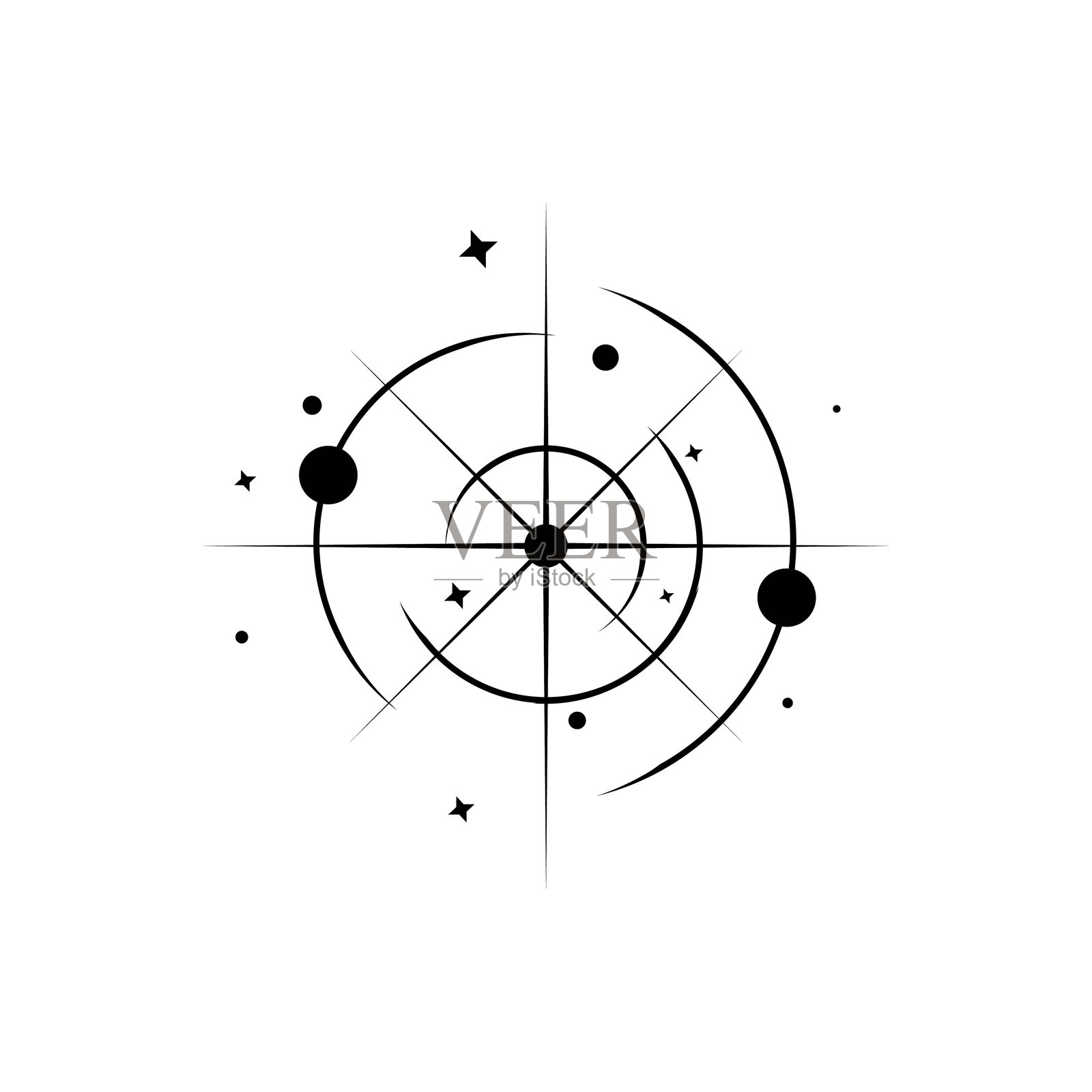 白色背景上的空间指南针图标的矢量插图插画图片素材