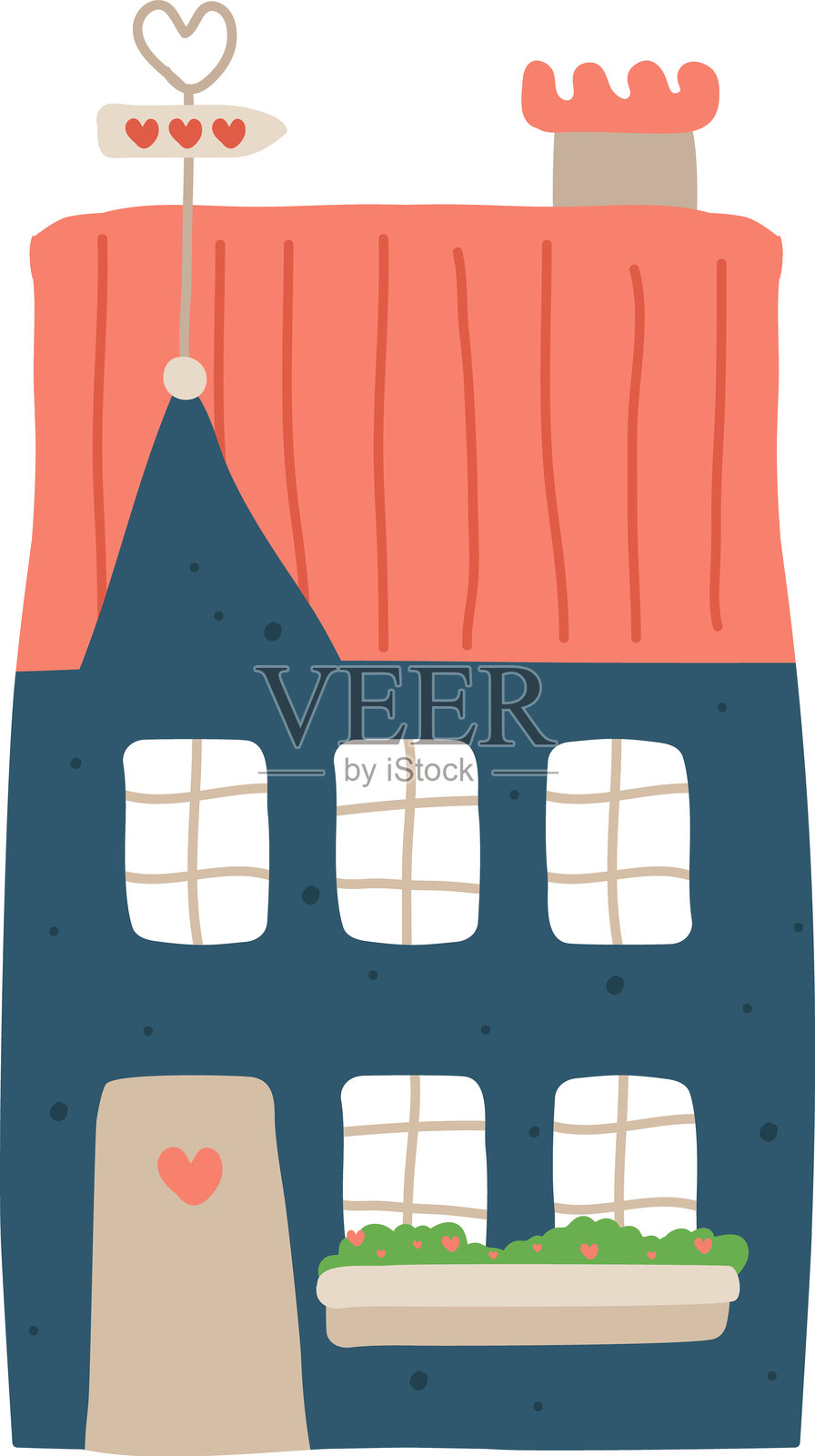 可爱的爱心小屋元素插画图片素材