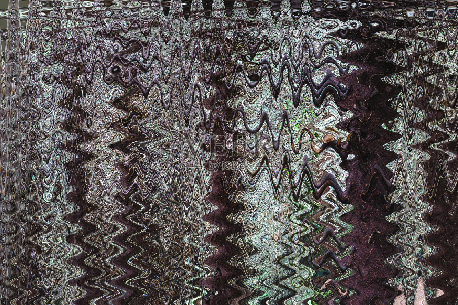 放大灰色、紫色和绿色交错的重复抽象图案。中性色背景设计中包含的线条和玻璃气泡。照片摄影图片