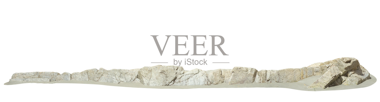 白色背景上的米色岩石全景景观剪切图 3D 渲染照片摄影图片