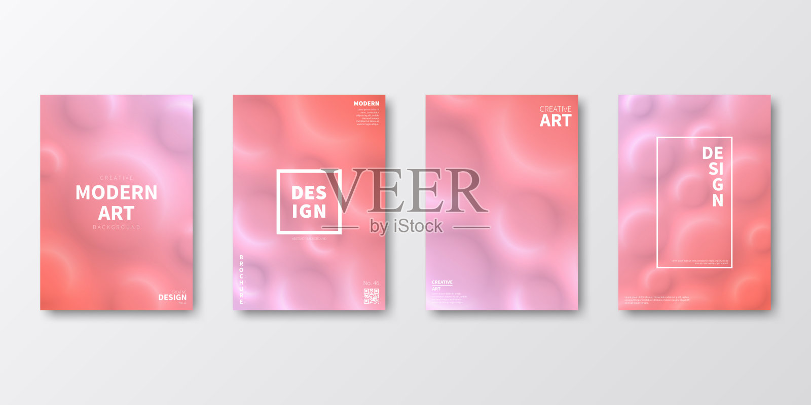 宣传册模板布局，粉色封面设计，商业年度报告，传单，杂志插画图片素材