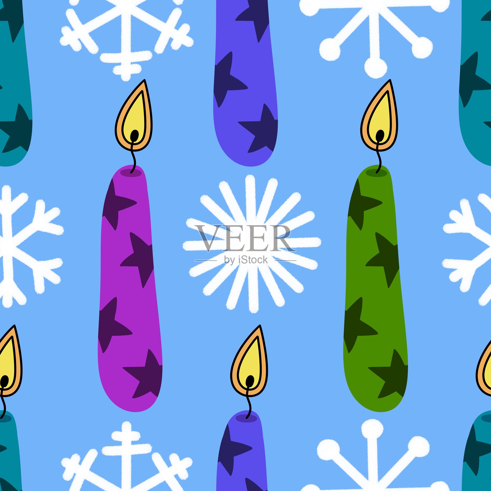 冬季圣诞无缝雪花图案用于包装纸插画图片素材