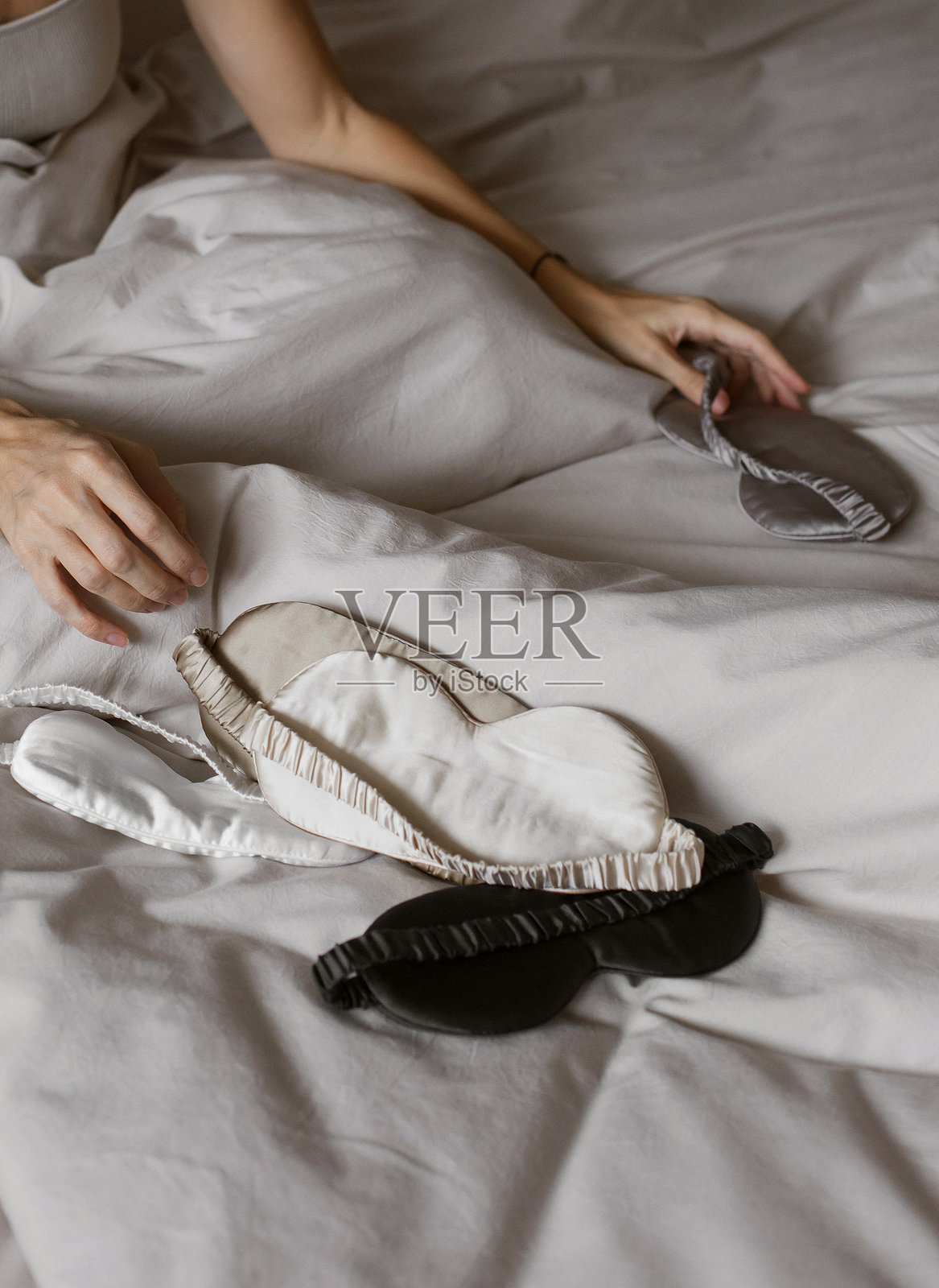 眼罩 睡眠 白天 小憩 舒适 床 休息模式照片摄影图片