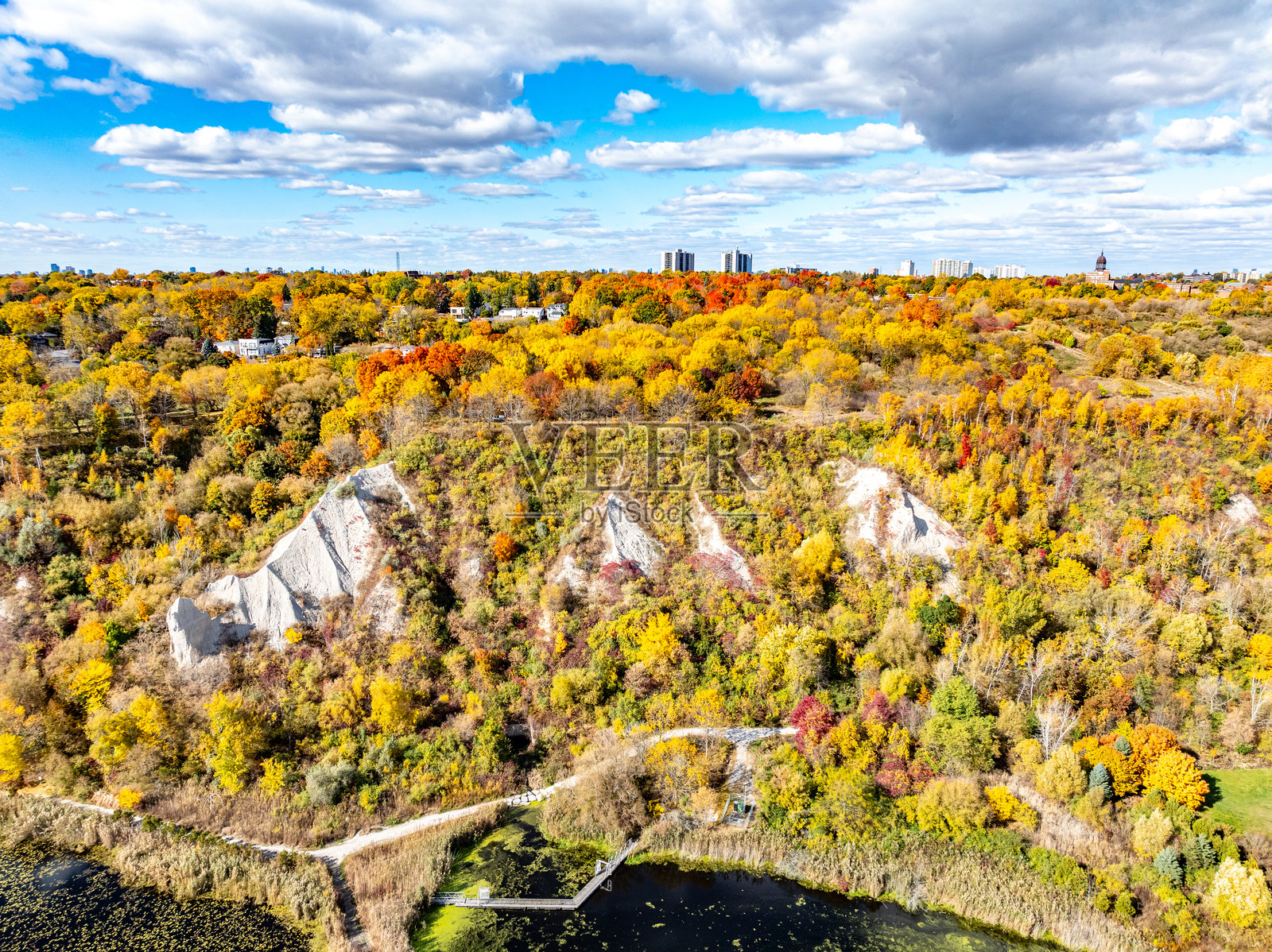 多伦多，加拿大的斯卡伯勒悬崖公园 - 悬崖公园鸟瞰图照片摄影图片