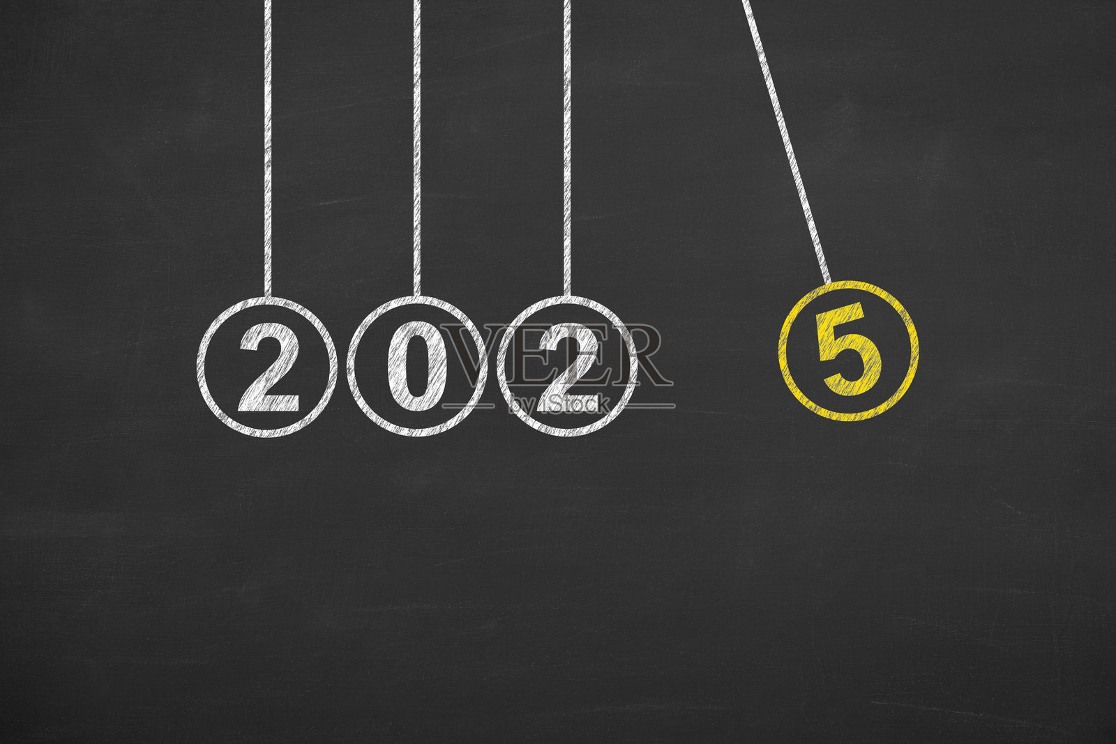 2025年新年概念在黑板背景上照片摄影图片