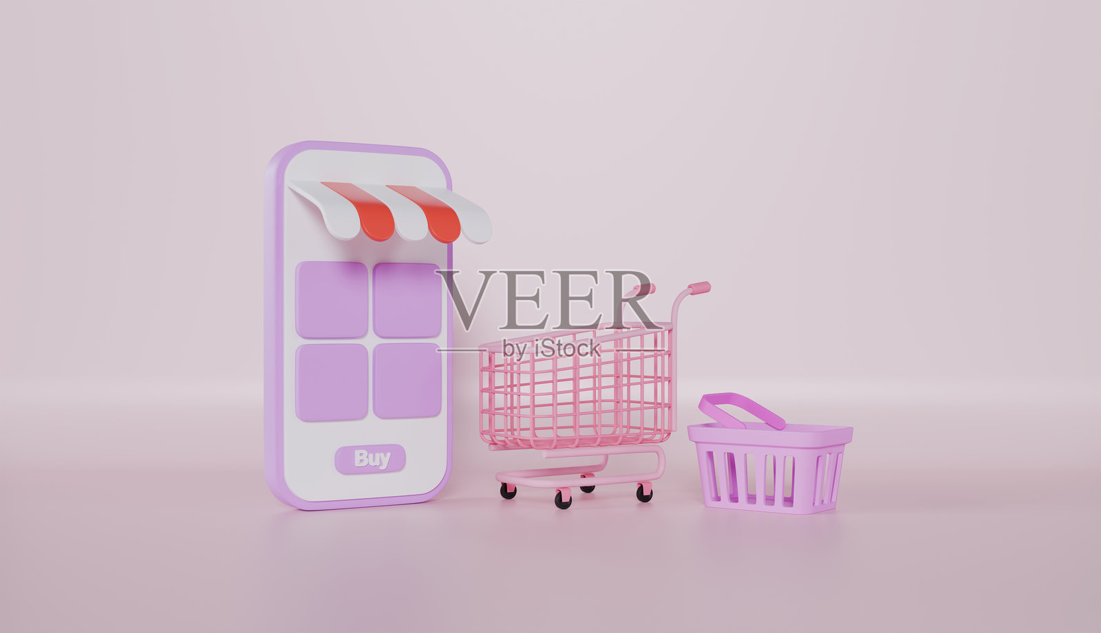 智能手机购物篮和购物车与在线购物概念照片摄影图片