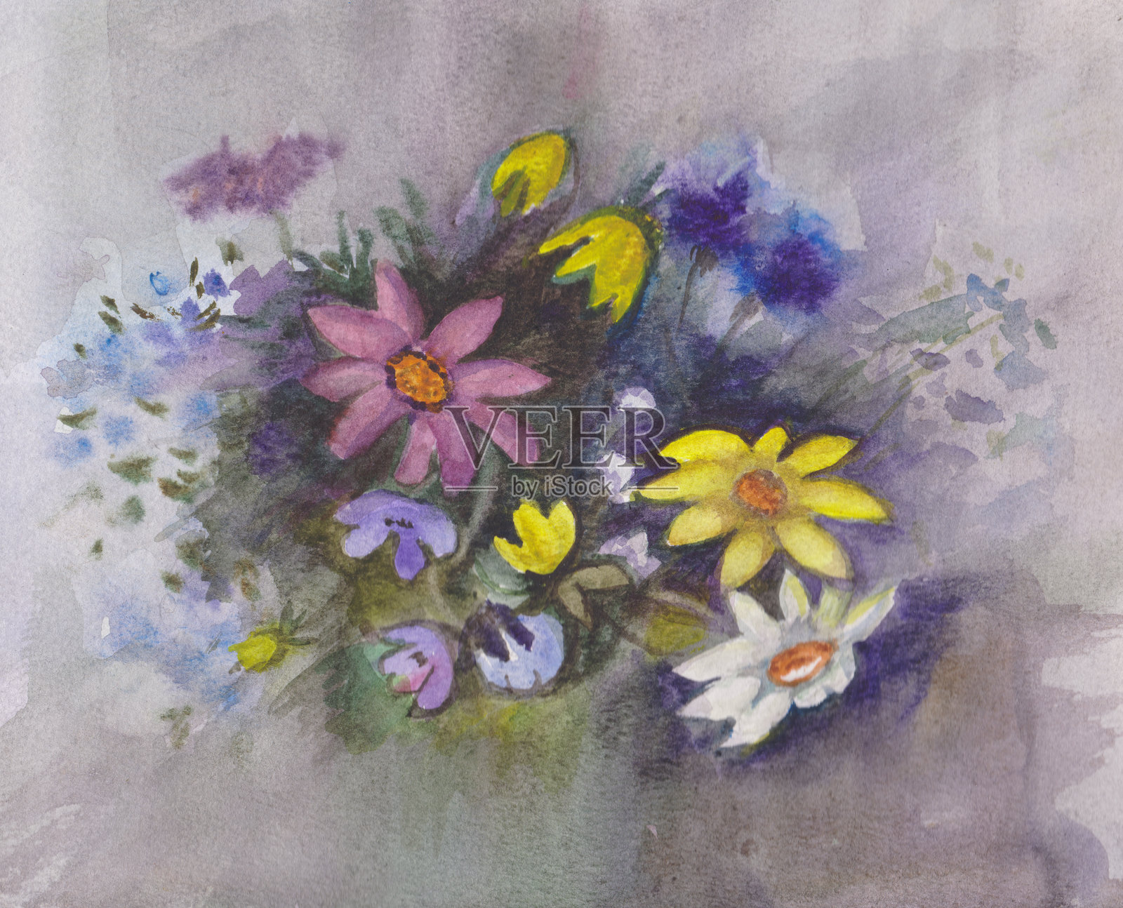 夏季花卉花束插画图片素材