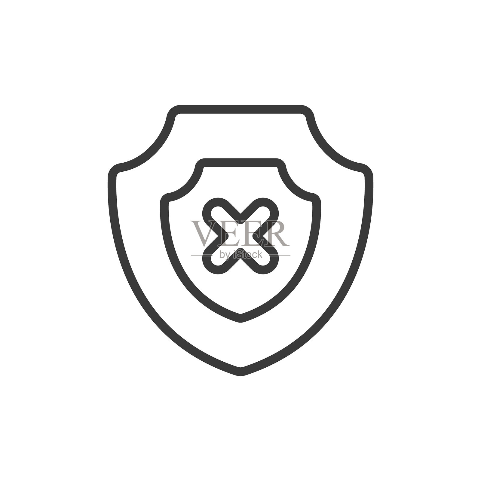 取消的保险，线条设计图标。取消，保险，保单，终止，退款，无效，覆盖在白色背景上的矢量图。可编辑的取消保险图标。插画图片素材