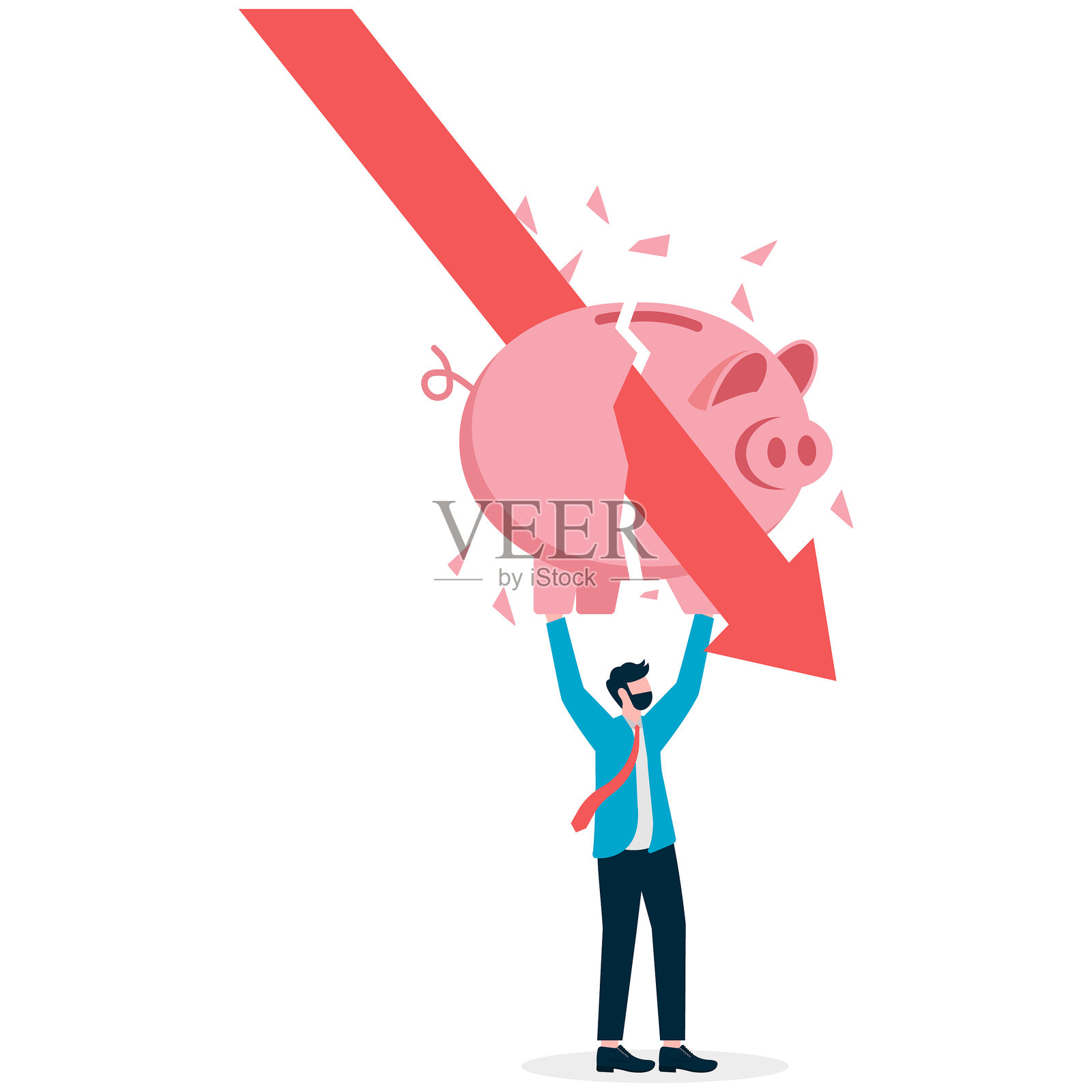 投资损失、经济危机、财务损失和破产概念。插画图片素材