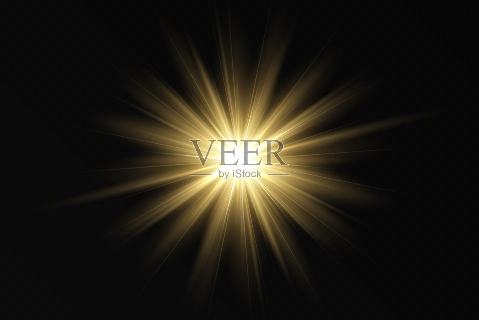 金色光芒、阳光和黎明效果。眩光。透明背景上的爆炸。闪烁的魔法尘埃颗粒。一颗明亮的星星。透明发光的太阳，明亮的闪光。矢量闪光。插画图片素材